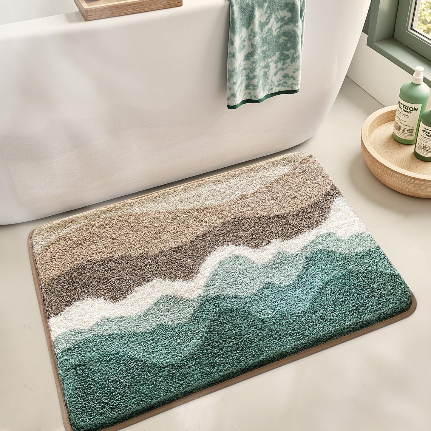 LUMI Beach Bathroom Rugs, Soft Absorbent, Non-Slip, for Bathroom/Kitchen/Entryway, Starfish Shell Decor