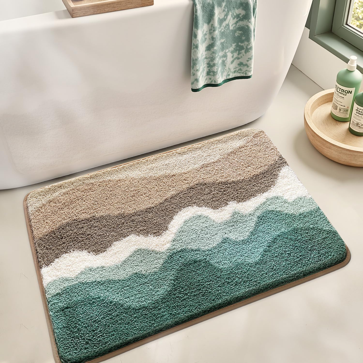 LUMI Beach Bathroom Rugs, Soft Absorbent, Non-Slip, for Bathroom/Kitchen/Entryway, Starfish Shell Decor