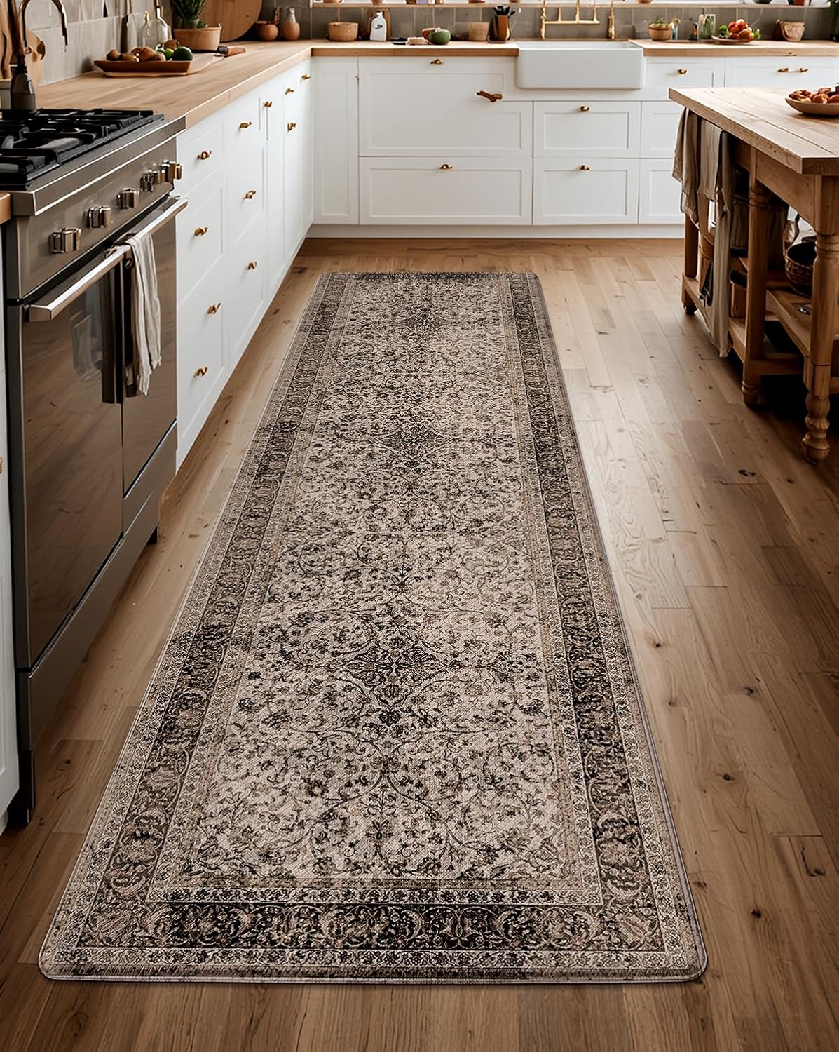LUMI 2025 Upgraded Anti Fatigue Cushioned Kitchen Mat for Floor, Non-Slip Comfort PVC Padded Mats with Faux Leather Surface for Standing, Desk Office, Sink, Laundry,