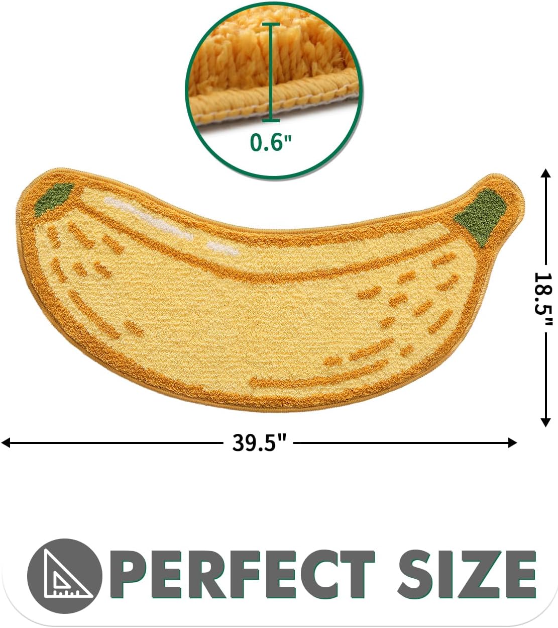 LUMI Cute Bathroom Rugs, Funny Fruit Runner Rug, Soft Plush Fluffy Bath Mat, Absorbent, Non-Slip for Bathroom, Kitchen Sink, Bedroom, Kid's Bedroom, and Living Room, Banana
