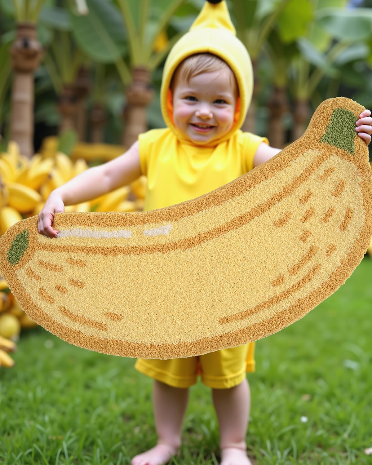 LUMI Cute Bathroom Rugs, Funny Fruit Runner Rug, Soft Plush Fluffy Bath Mat, Absorbent, Non-Slip for Bathroom, Kitchen Sink, Bedroom, Kid's Bedroom, and Living Room, Banana