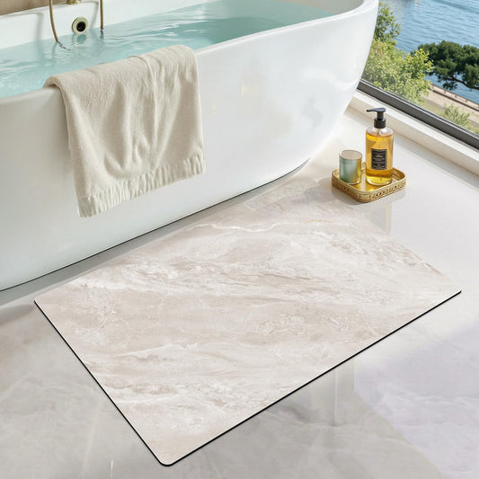 Ultra Thin Bath Mat, Super Absorbent Quick Dry Bathroom Rugs, Non-Slip Bathroom Mats, Marble Bathmats Fit Under Door