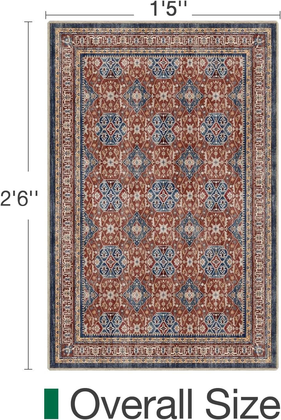 LUMI Indoor Door Mat 17x30, Washable Low Pile Entry Rug with Non-Slip Rubber Backing, Durable Welcome Mat for Entryway, Hallway, Patio, or Porch