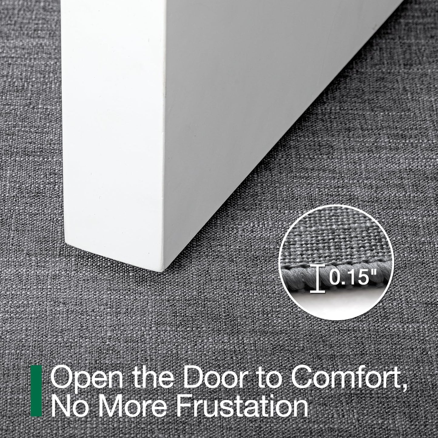 LUMI Ultra Thin Entryway Door Mat, Low Profile Non Slip Rubber Backing, Easy Clean, Dark Grey, for Indoor/Patio