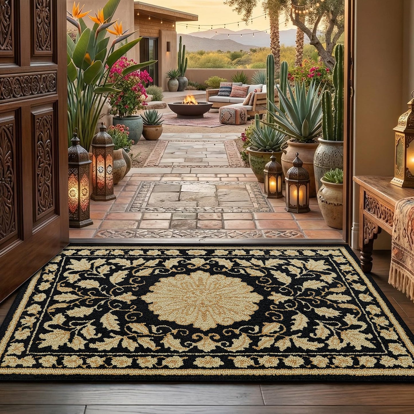 LUMI Indoor Door Mat 24x36, Non-Slip Durable Rubber Backing Washable