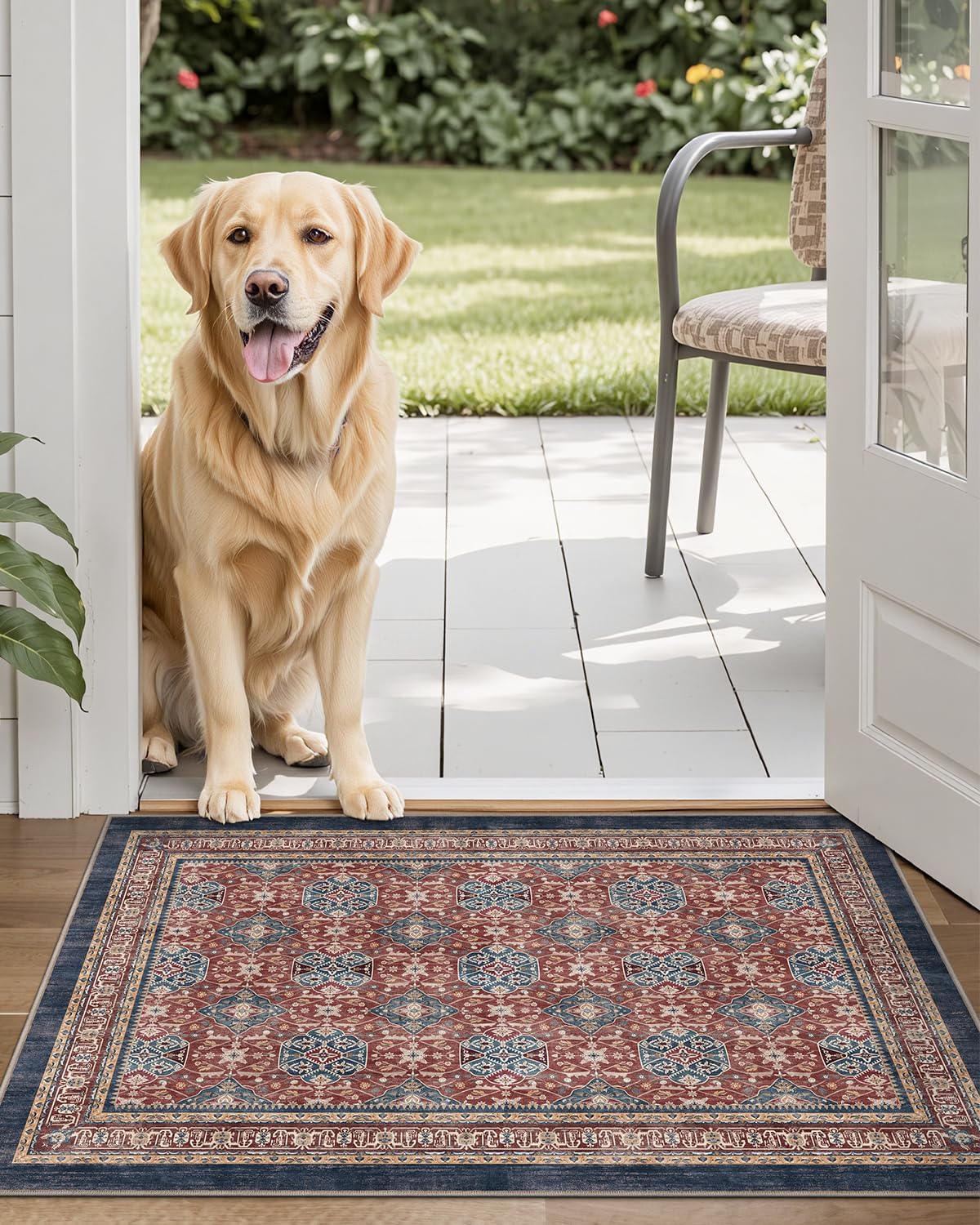LUMI Indoor Door Mat 17x30, Washable Low Pile Entry Rug with Non-Slip Rubber Backing, Durable Welcome Mat for Entryway, Hallway, Patio, or Porch