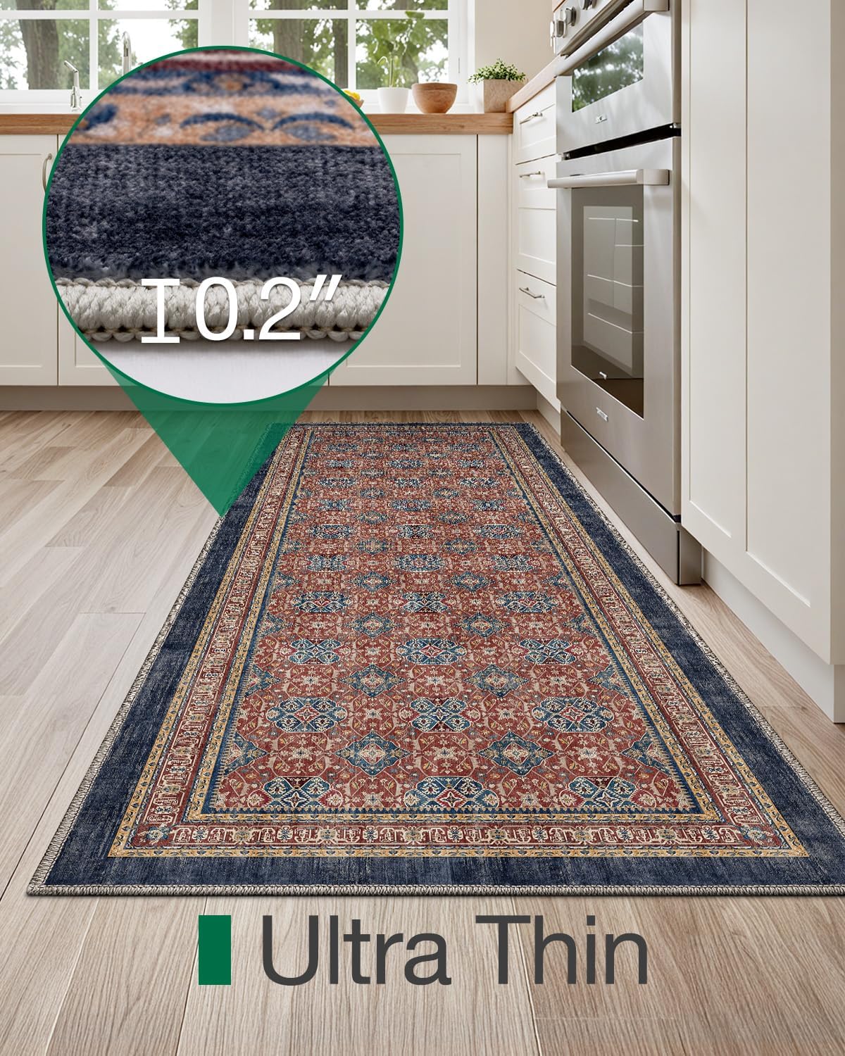 LUMI Washable Kitchen Rug 2x6 for Floor, Non Slip Runner Rugs with Rubber Backing, Low Pile Comfort Area Carpet for Standing, Living Room, Entryway, Laundry, Hallways