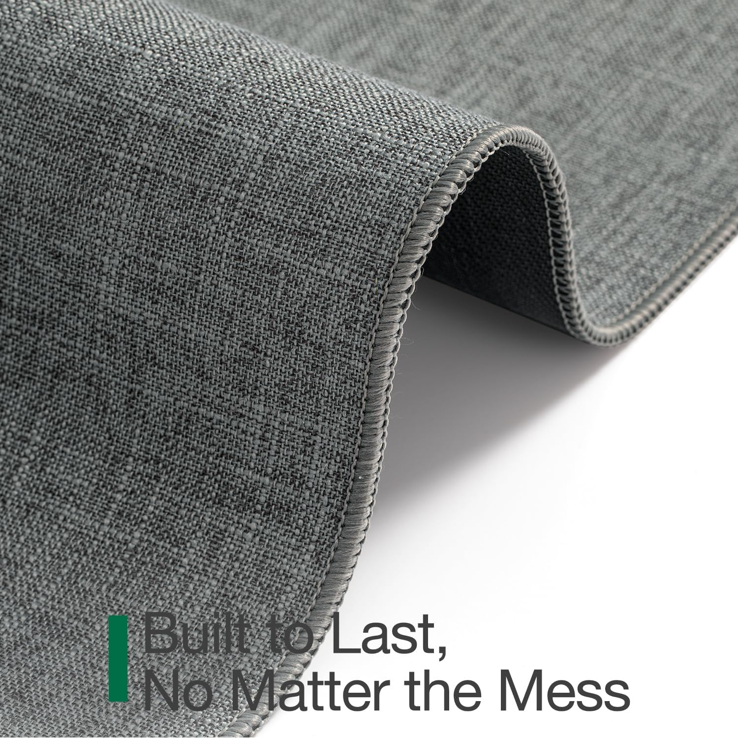 LUMI Ultra Thin Entryway Door Mat, Low Profile Non Slip Rubber Backing, Easy Clean, Greenish Grey, for Indoor/Patio