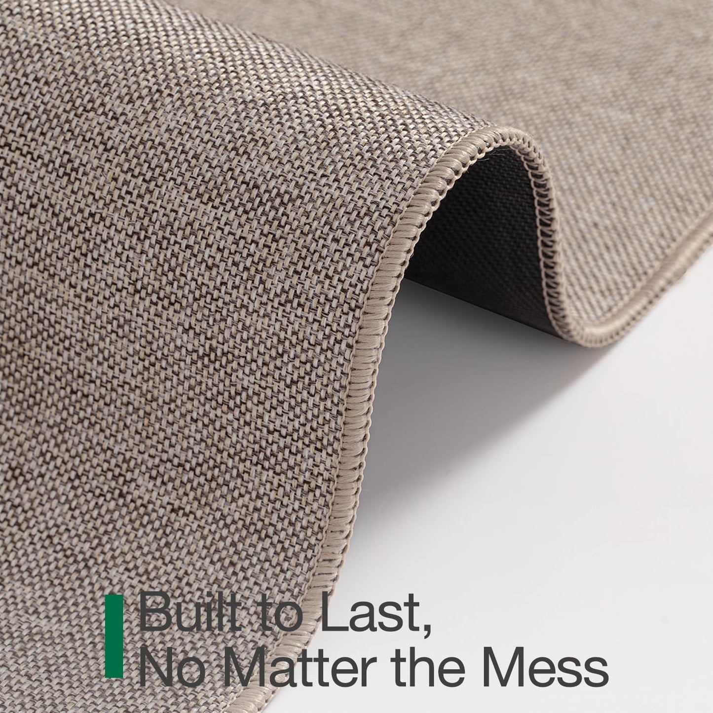 LUMI Ultra Thin Entryway Door Mat, Low Profile Non Slip Rubber Backing, Easy Clean, Beige, for Indoor/Patio