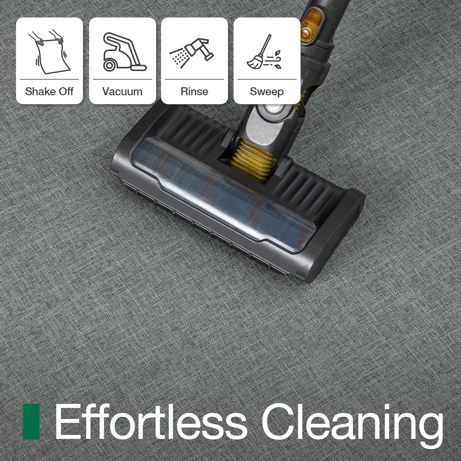 LUMI Ultra Thin Entryway Door Mat, Low Profile Non Slip Rubber Backing, Easy Clean, Greenish Grey, for Indoor/Patio