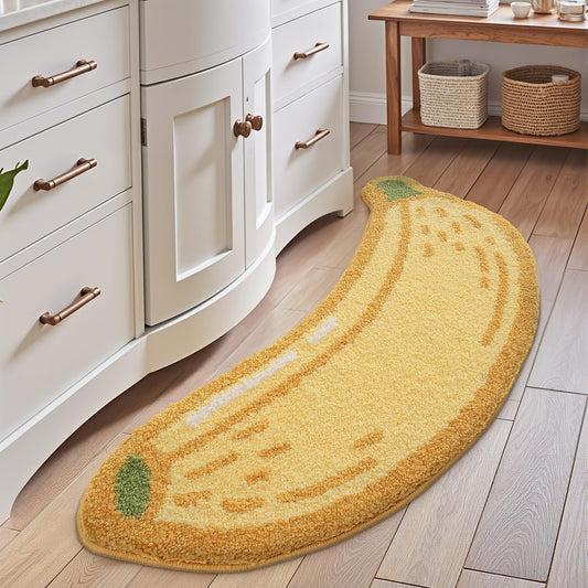 LUMI Cute Bathroom Rugs, Funny Fruit Runner Rug, Soft Plush Fluffy Bath Mat, Absorbent, Non-Slip for Bathroom, Kitchen Sink, Bedroom, Kid's Bedroom, and Living Room, Banana