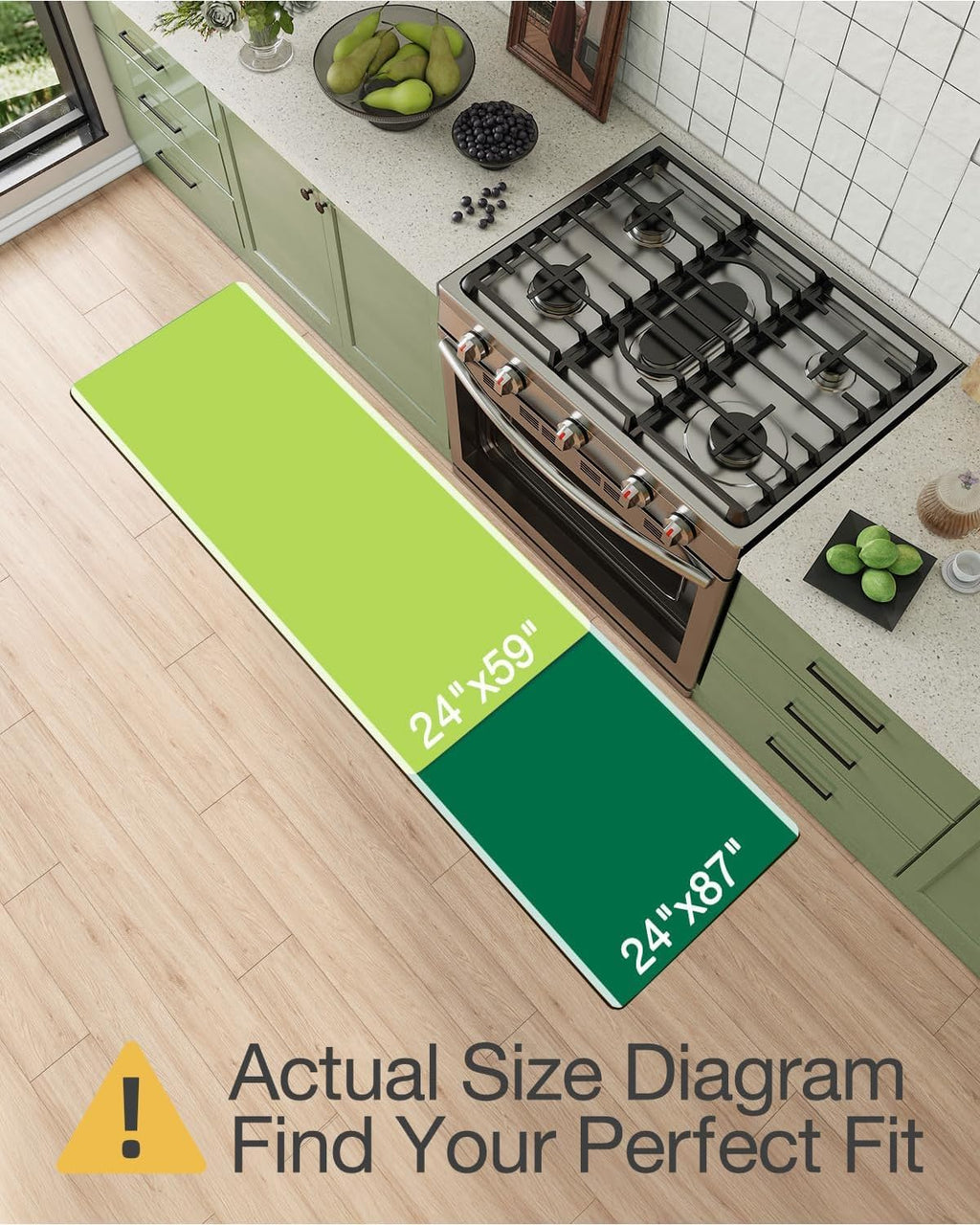 LUMI 2025 Upgraded Anti Fatigue Cushioned Kitchen Mat for Floor, Non-Slip Comfort PVC Padded Mats with Faux Leather Surface for Standing, Desk Office, Sink, Laundry