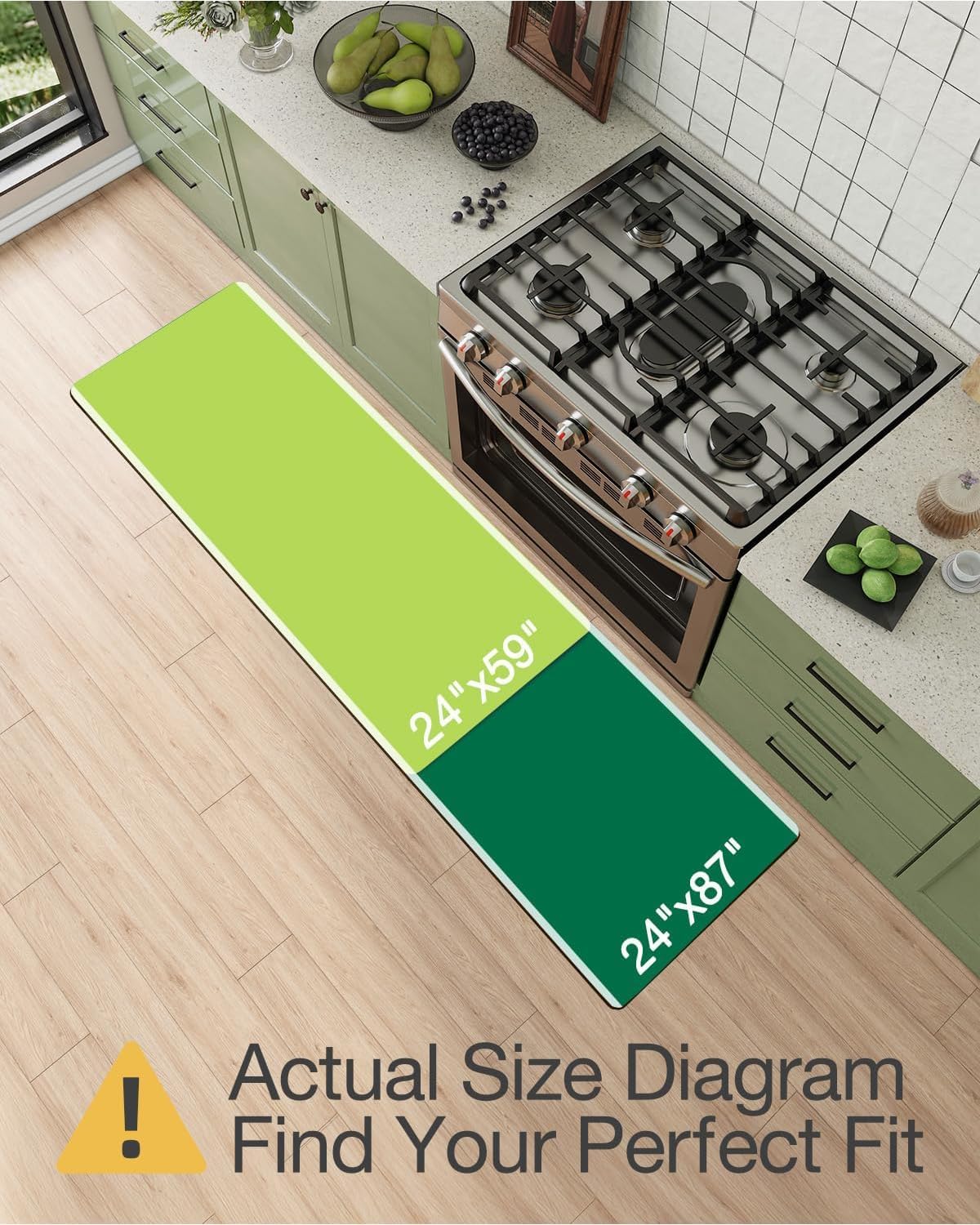 LUMI 2025 Upgraded Anti Fatigue Cushioned Kitchen Mat for Floor, Non-Slip Comfort PVC Padded Mats with Faux Leather Surface for Standing, Desk Office, Sink, Laundry
