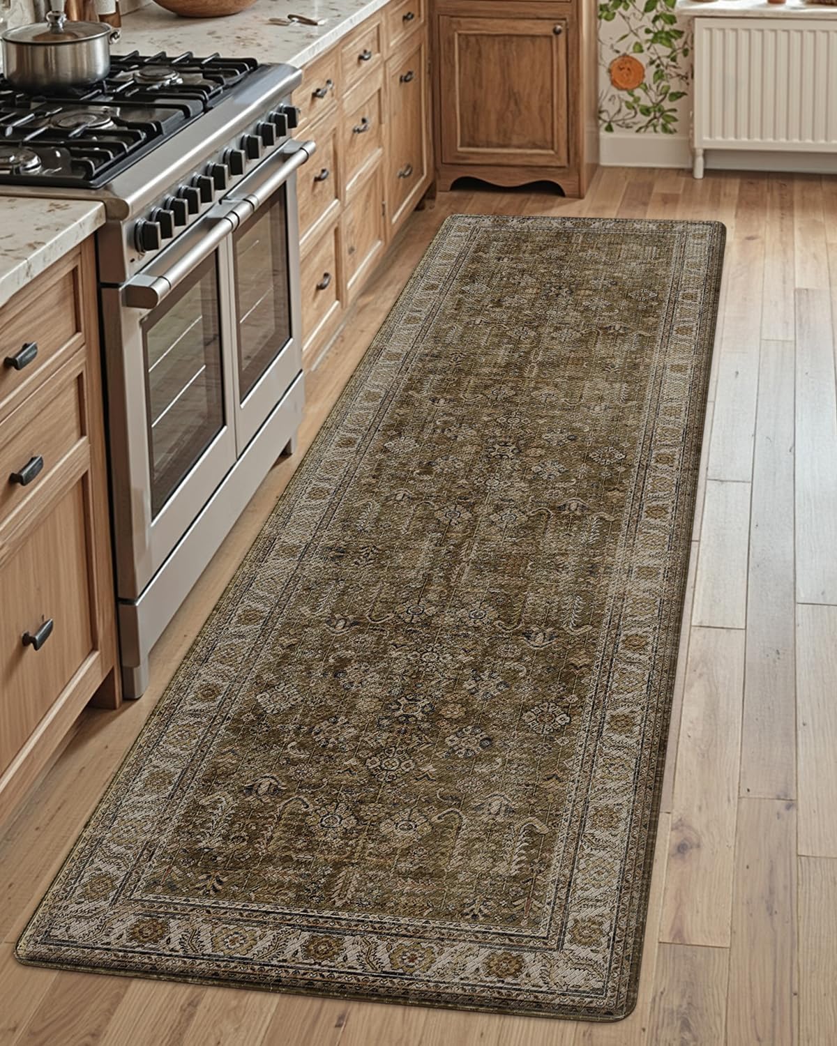 LUMI 2025 Upgraded Anti Fatigue Cushioned Kitchen Mat for Floor, Non-Slip Comfort PVC Padded Mats with Faux Leather Surface for Standing, Desk Office, Sink, Laundry