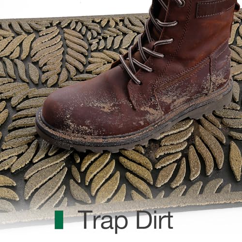Entrance Doormat, Thick Natural Rubber Back, Stain and Fade Resistant, Nature Impression Collection - Fallen Leaves
