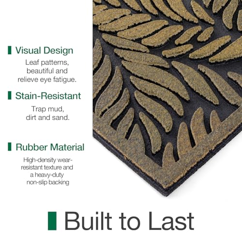 Entrance Doormat, Thick Natural Rubber Back, Stain and Fade Resistant, Nature Impression Collection - Fallen Leaves
