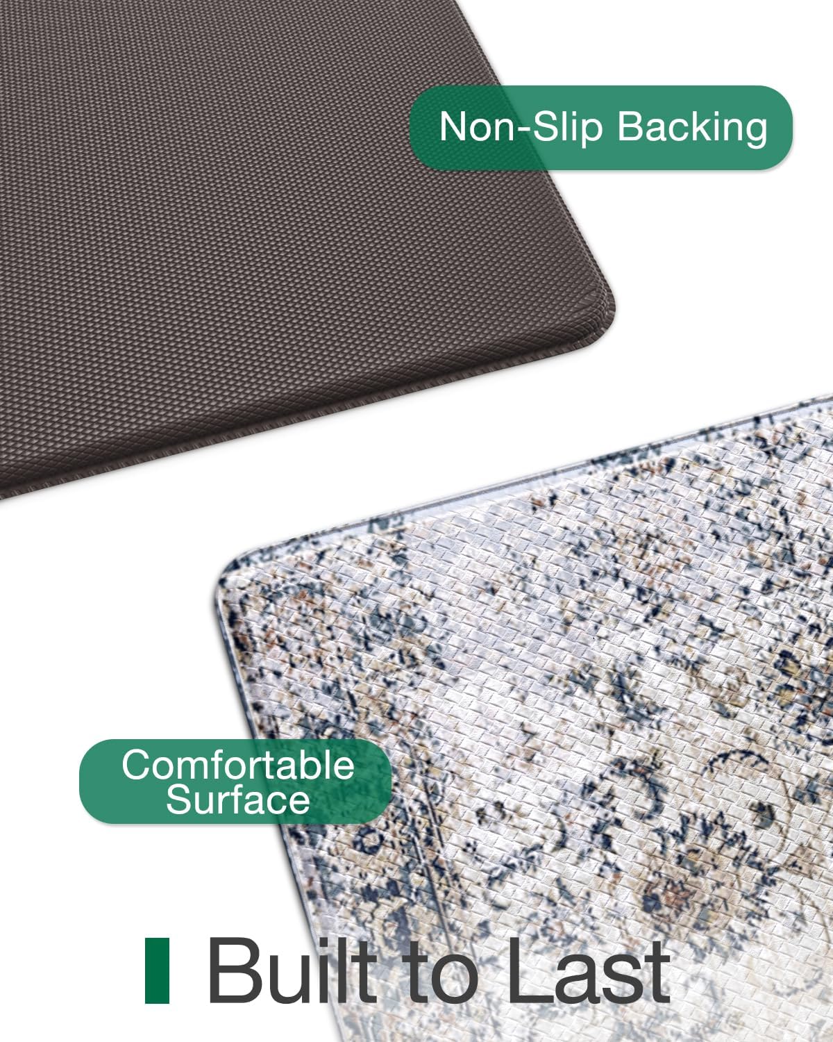 LUMI 2025 Upgraded Anti Fatigue Cushioned Kitchen Mat for Floor, Non-Slip Comfort PVC Padded Mats with Faux Leather Surface for Standing, Desk Office, Sink, Laundry