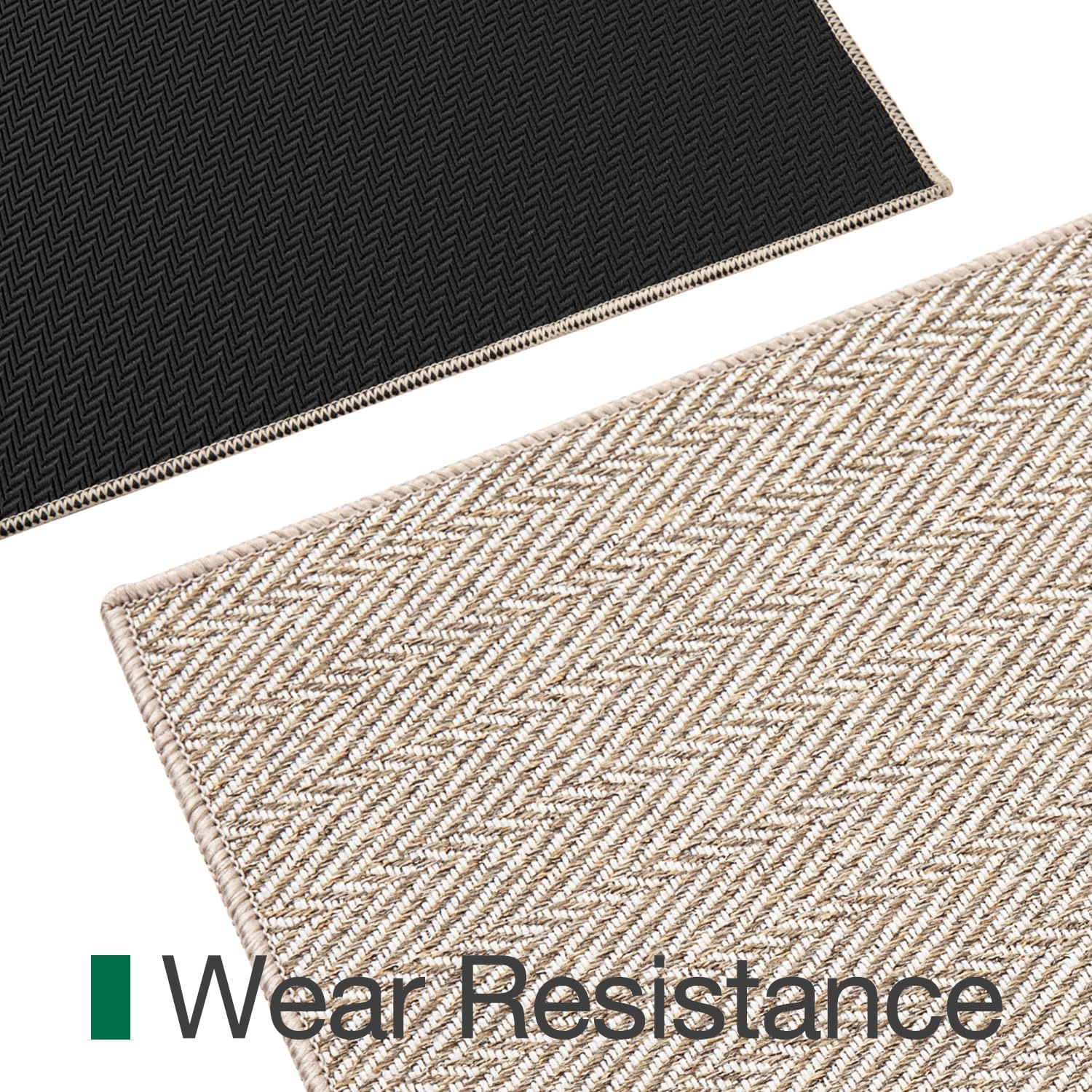LUMI Ultra Thin Indoor Door Mat, Non Slip Entryway Mat, Low Profile Doormat, Unique Herringbone Design Carpet for Inside, Patio, Porch, Beige