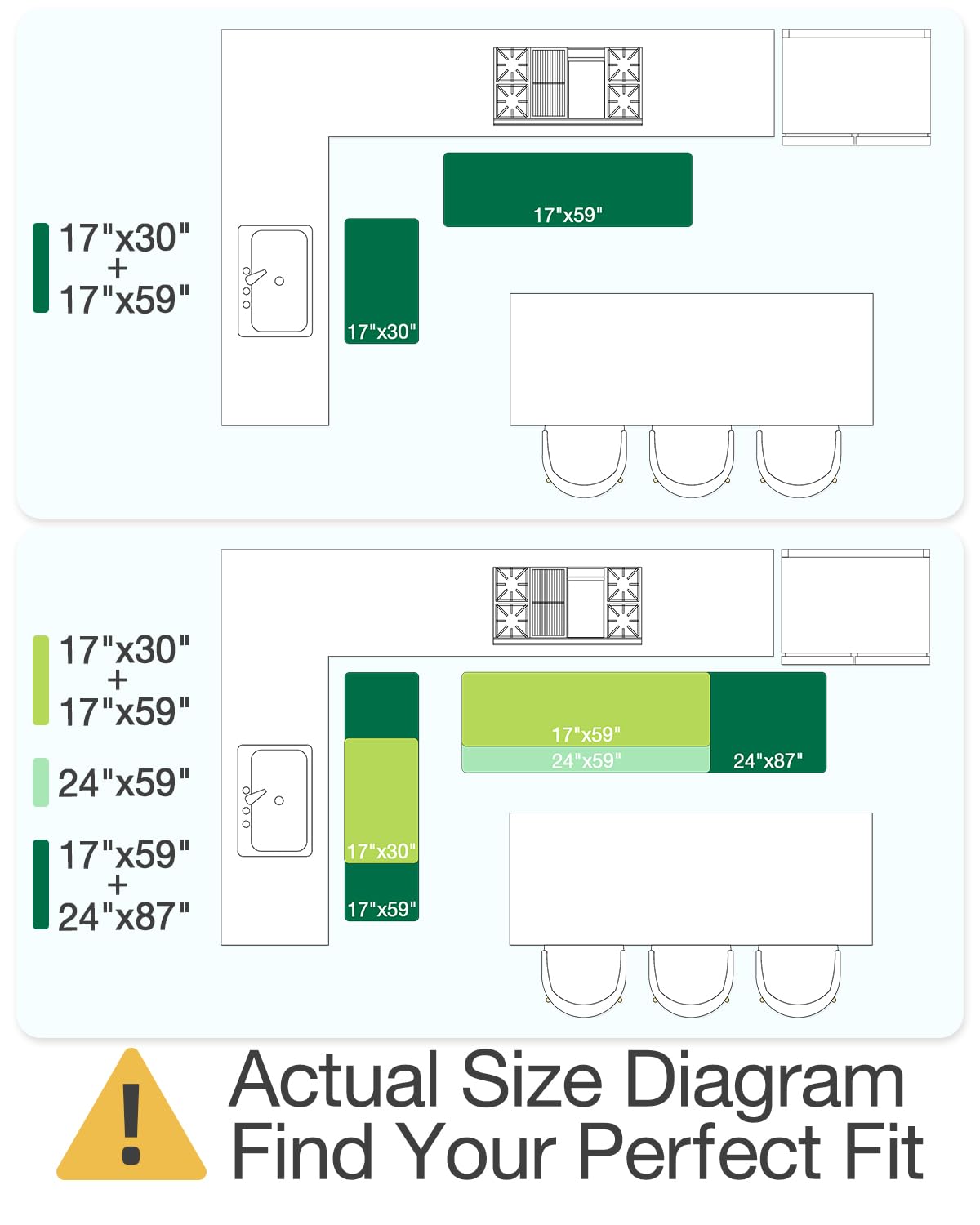 Kitchen Anti Fatigue Mat,  Cushioned Memory Foam Padded, Floor Runner for Home
