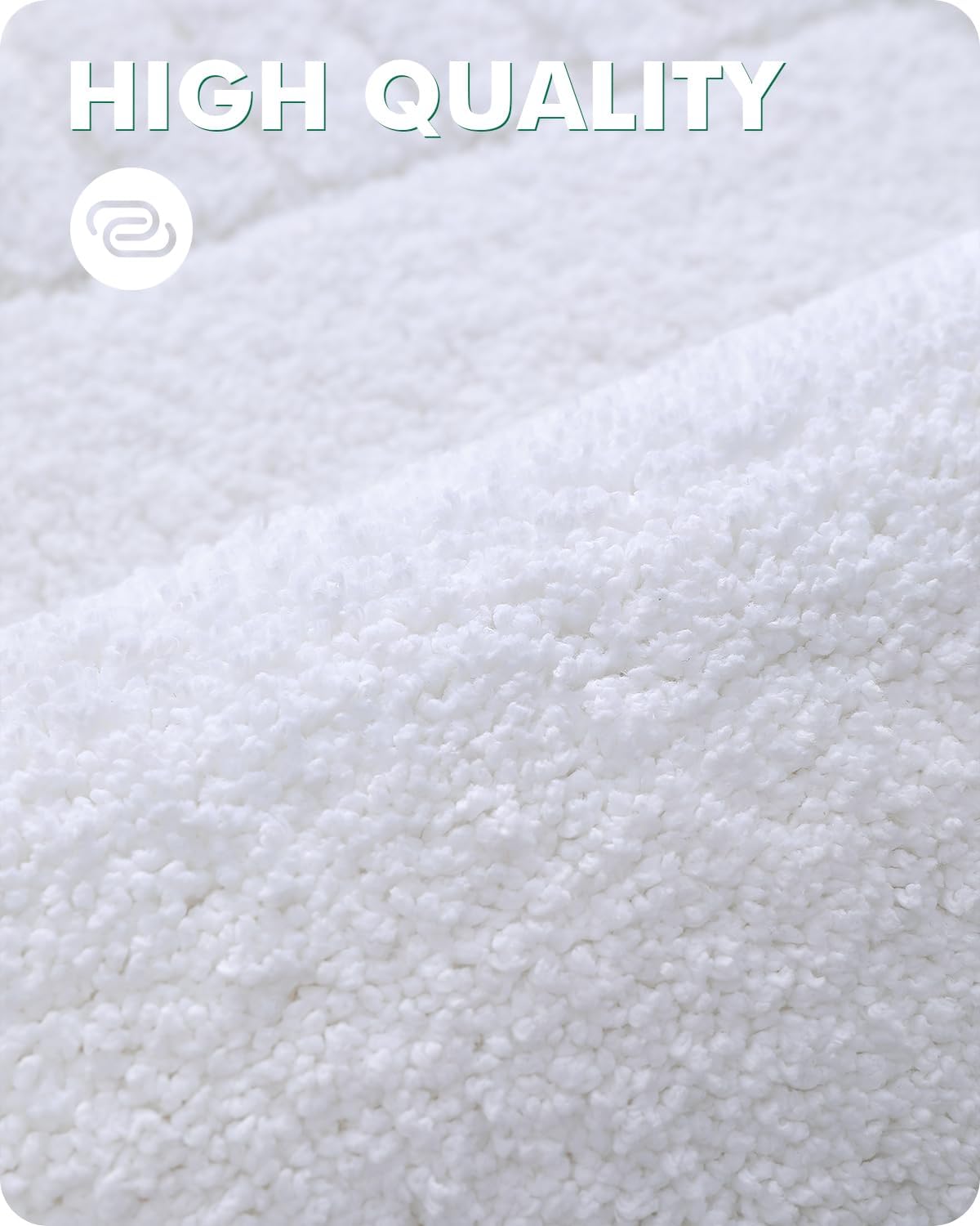 LUMI Bathroom Rug, Non Slip Rubber Backing, Extra Soft Plush Microfiber, Absorbent, Machine Washable Quick Dry, White, for Tub/Shower/Hotel