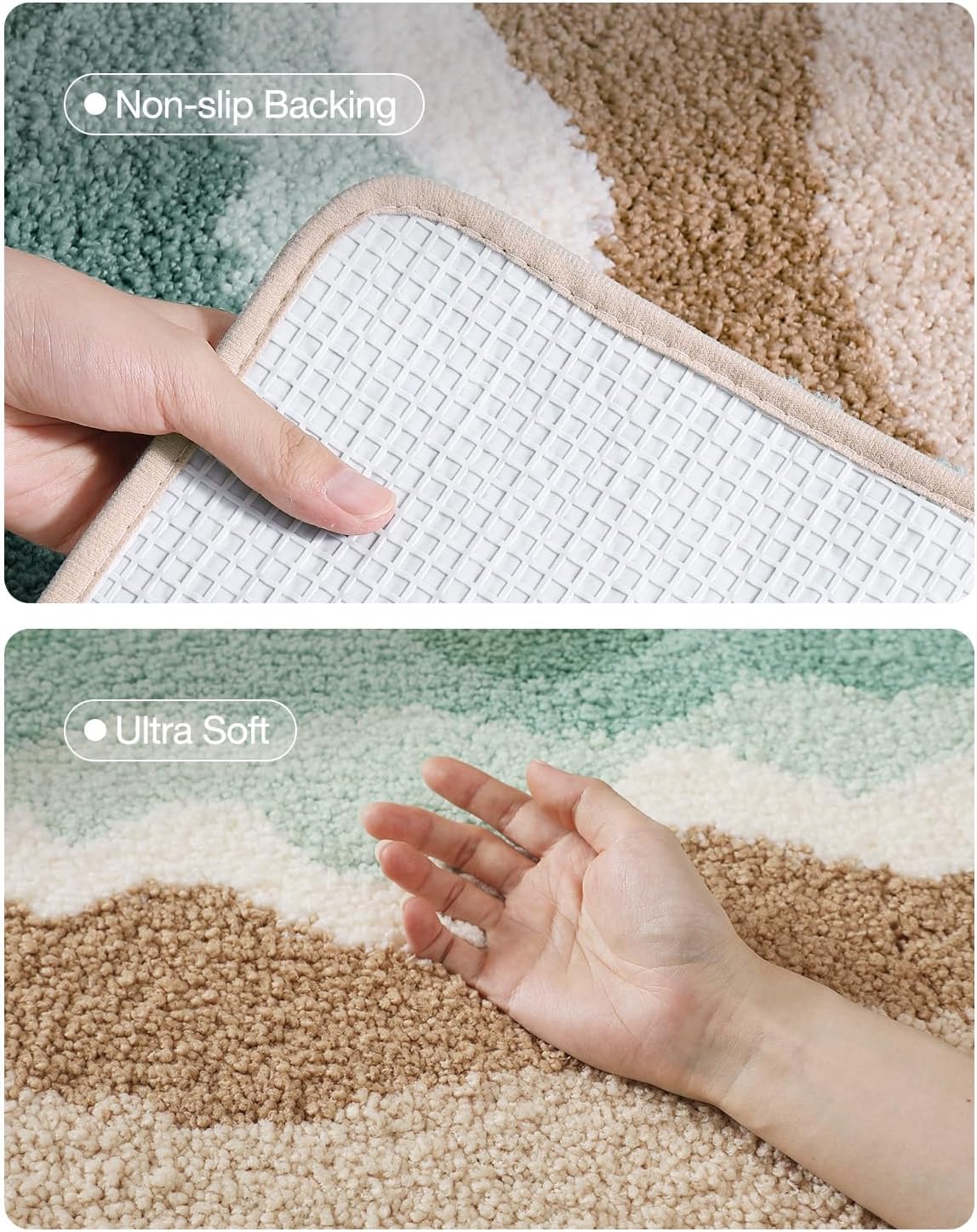 LUMI Beach Bathroom Rugs, Soft Absorbent, Non-Slip, for Bathroom/Kitchen/Entryway, Starfish Shell Decor