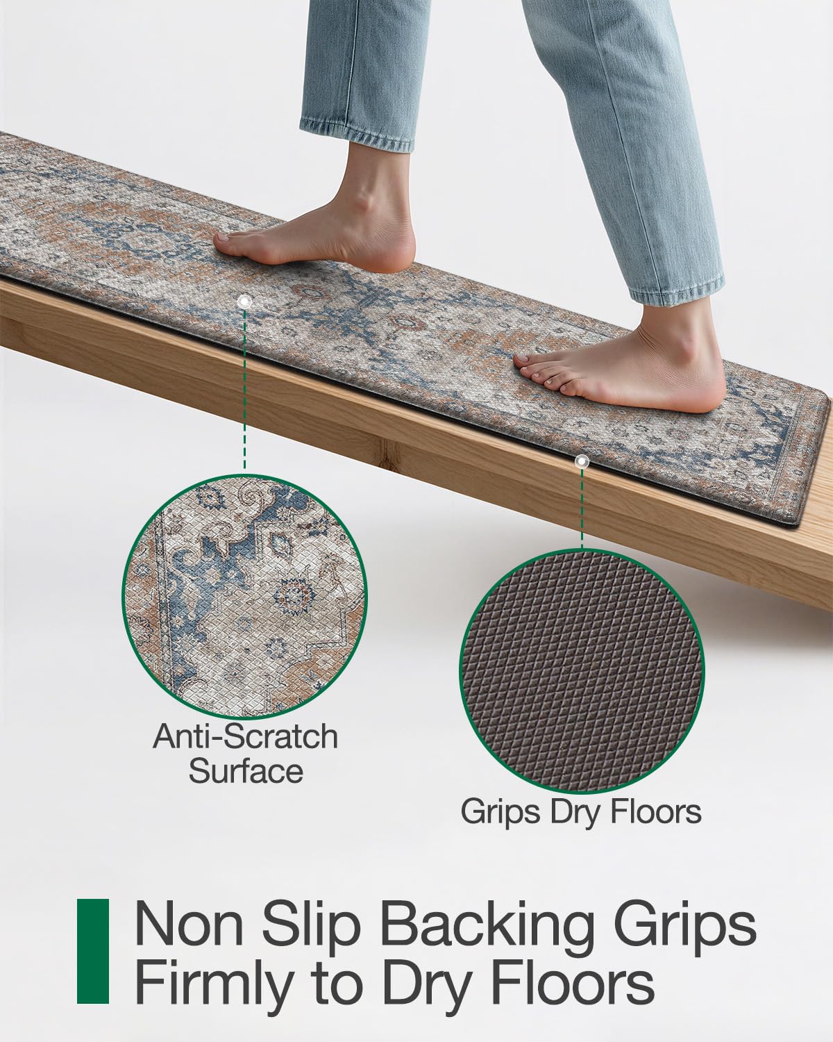 Kitchen Anti Fatigue Mat,  Cushioned Memory Foam Padded, Floor Runner for Home