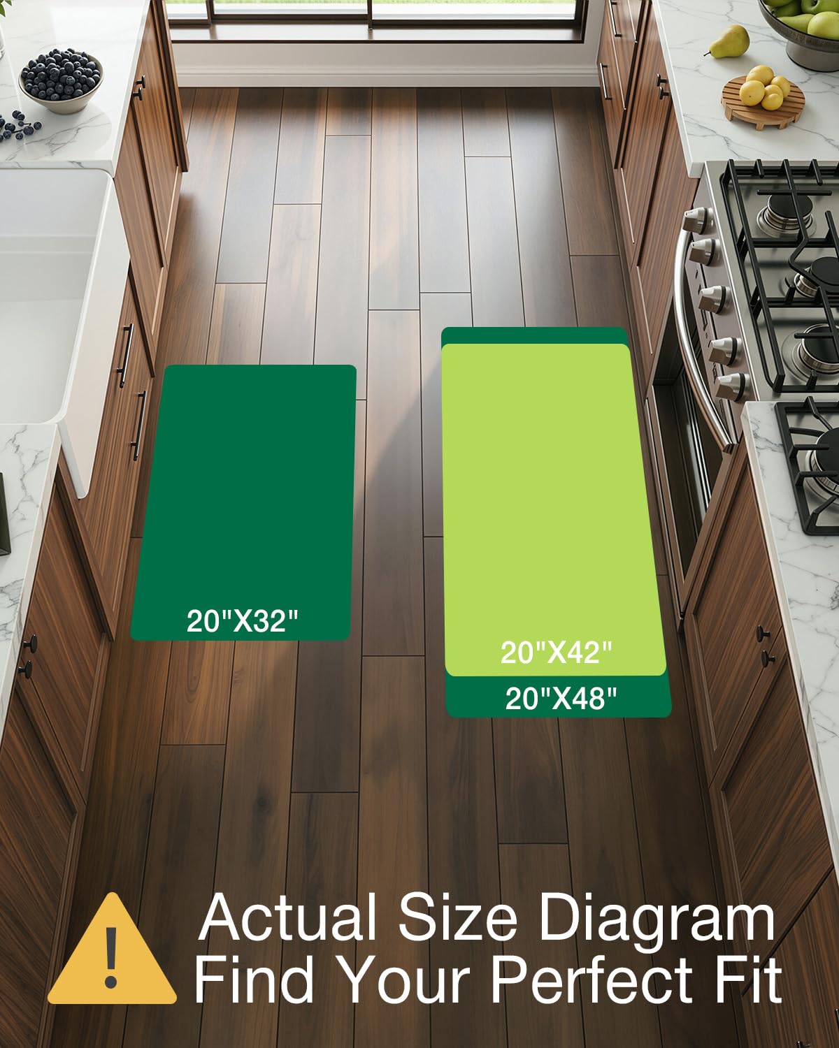 LUMI Kitchen Mat, Ultra-Soft Non-Slip Rugs for Standing Comfort in Desk Office, Sink, Laundry Areas, 20"x32" Waterproof Stain Resistant Floor Pad