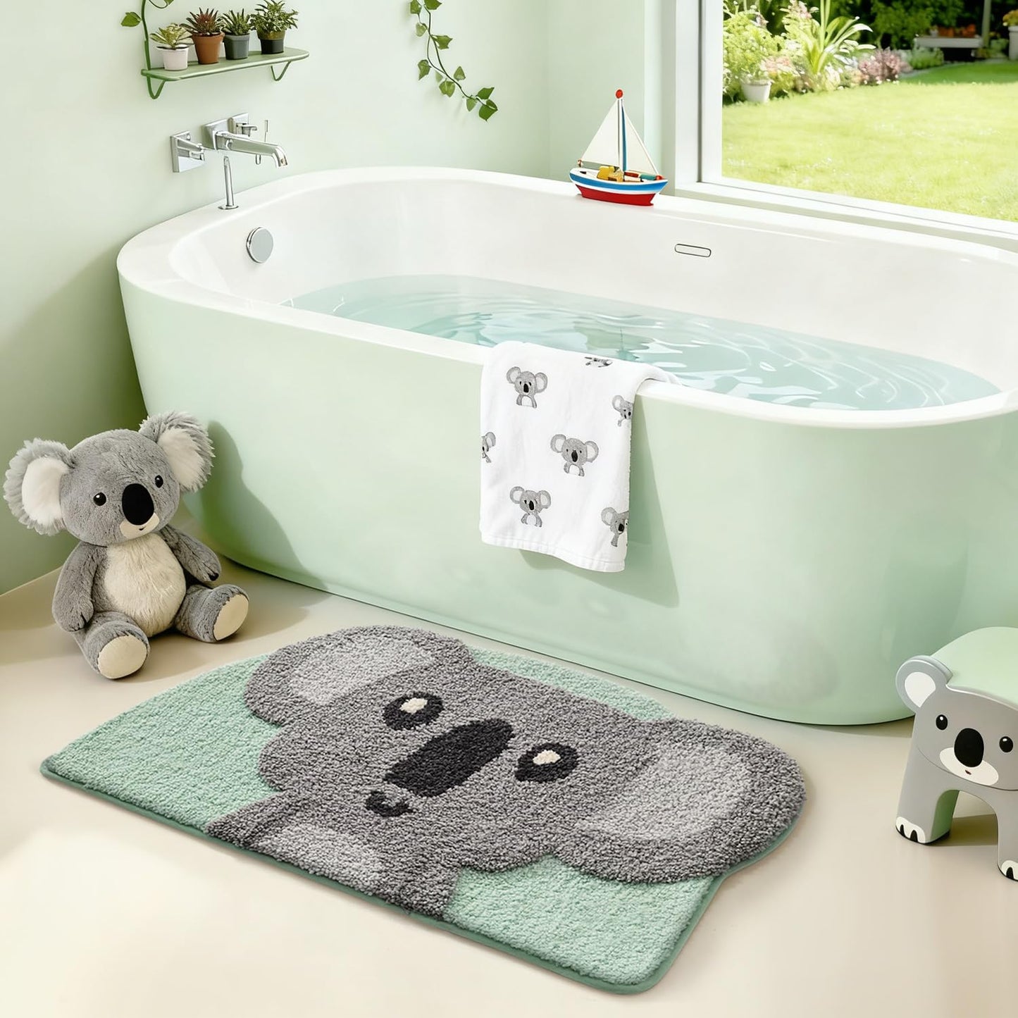 LUMI Cute Lion Shaped Bathroom Rugs, Ultra Soft Absorbent Microfiber Bath Mat, Non-Slip Backing Shower Rug, Machine Washable,for Kids Bathroom Bedroom Nursery Decor, 26"x40",Khaki