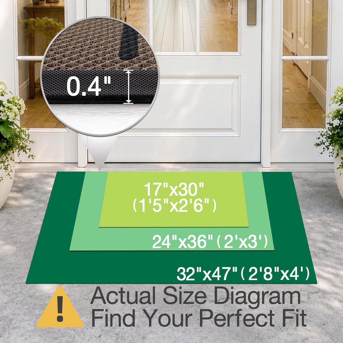 LUMI Outside Welcome Door Mat 32x47, Non-Slip Durable Rubber Easy Clean