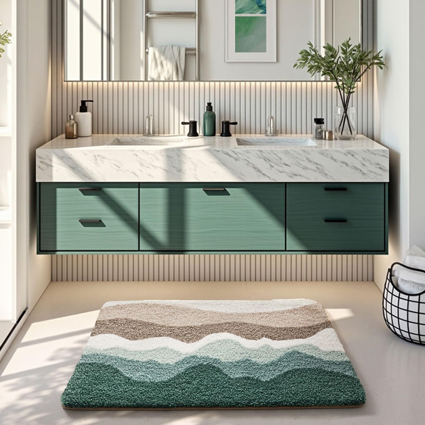 Bathroom Rugs, Non Slip Bath Mat Ultra Soft Washable Absorbent Quick Dry, Ocean Theme Collection