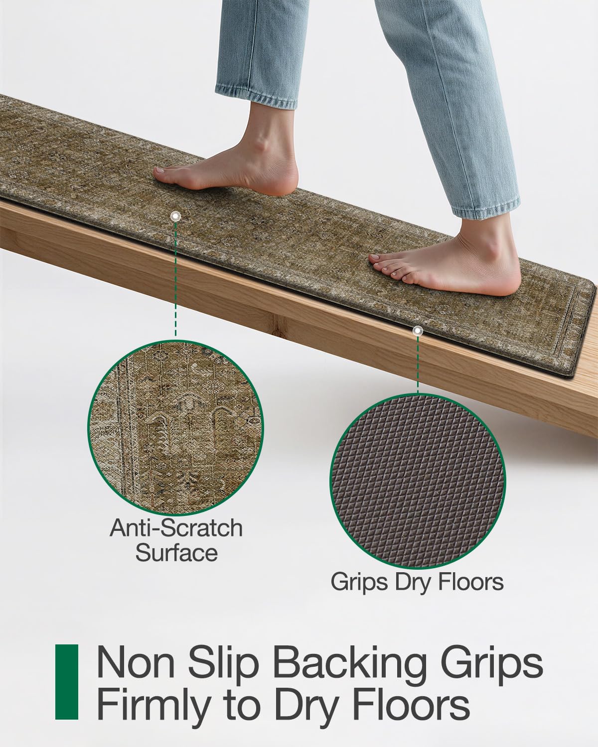 Kitchen Anti Fatigue Mat,  Cushioned Memory Foam Padded, Floor Runner for Home