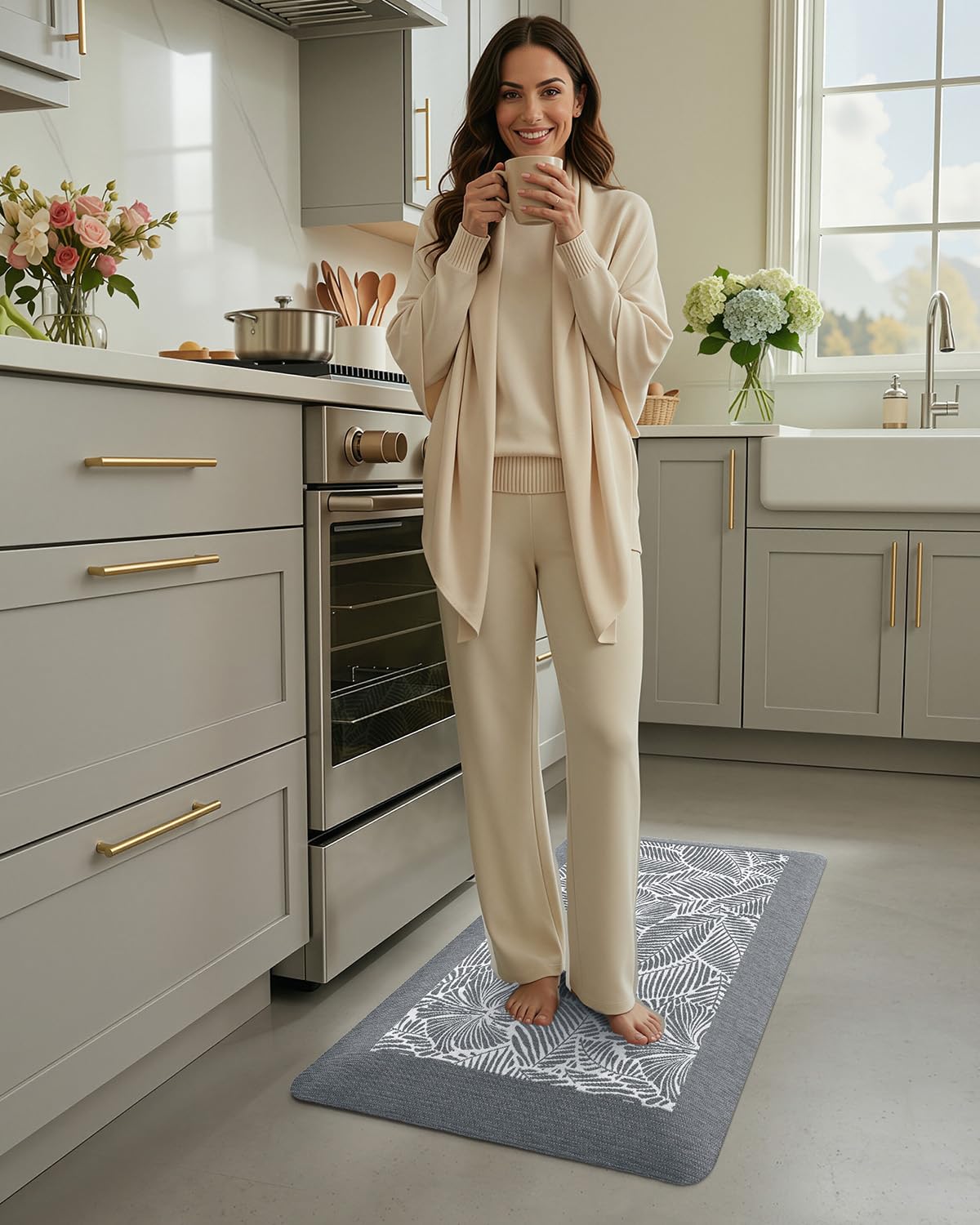 LUMI Kitchen Mat, Ultra-Soft Non-Slip Rugs for Standing Comfort in Desk Office, Sink, Laundry Areas, 20"x32" Waterproof Stain Resistant Floor Pad