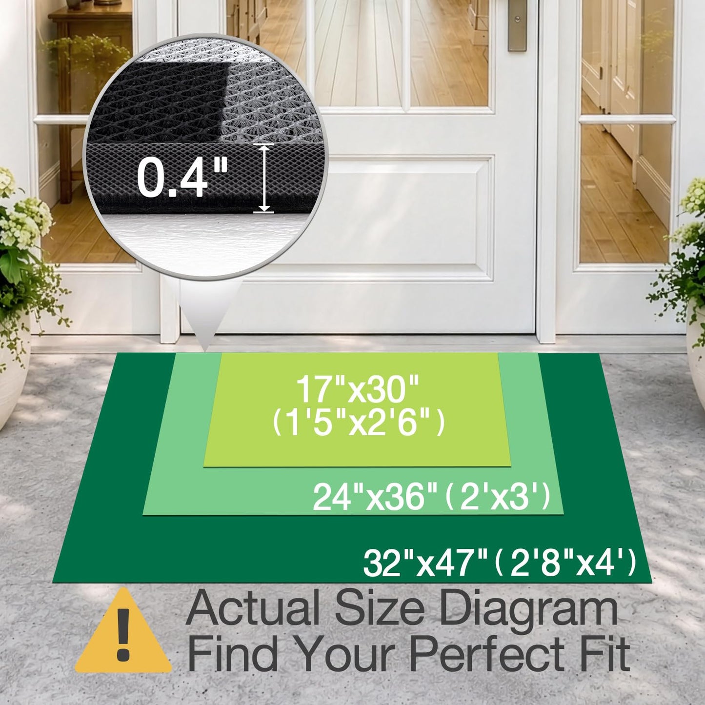 LUMI Outside Welcome Door Mat 32x47, Non-Slip Durable Rubber Easy Clean