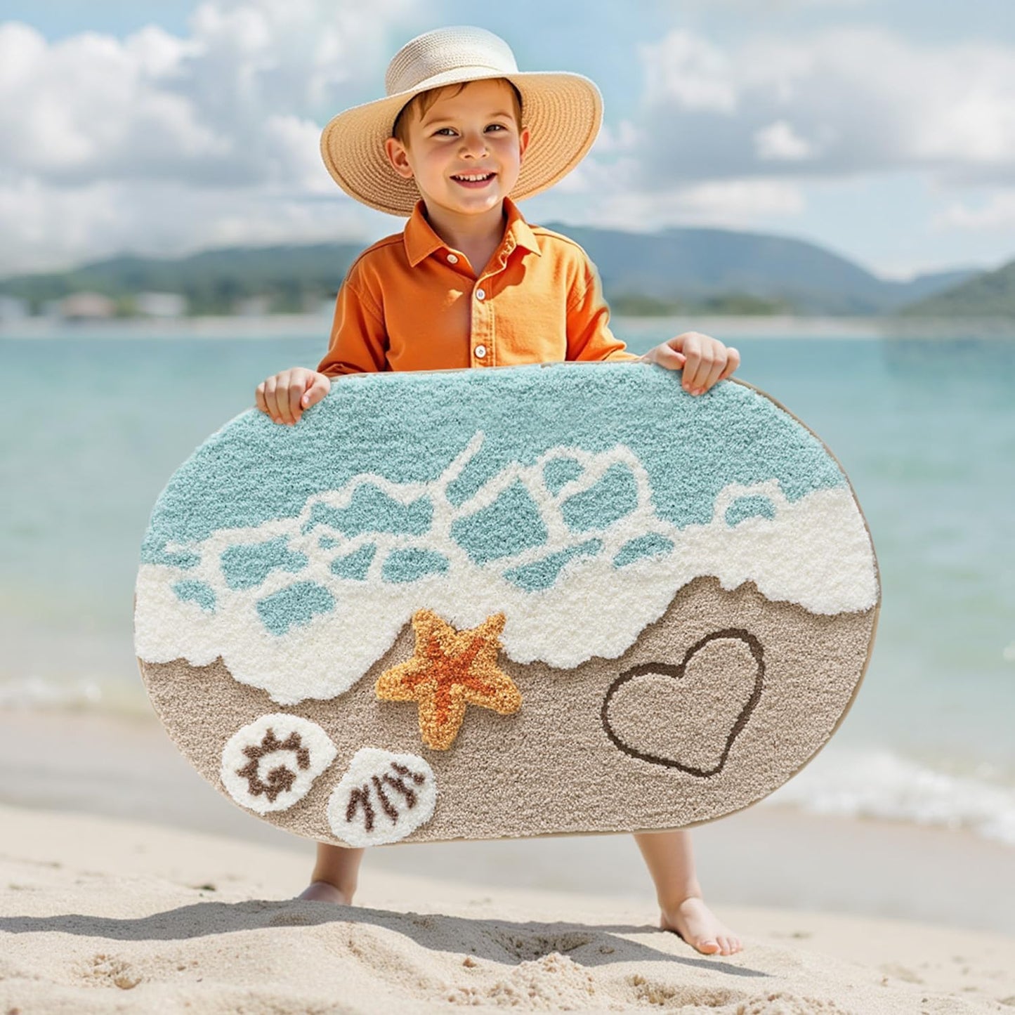Bathroom Rugs, Non Slip Bath Mat Ultra Soft Washable Absorbent Quick Dry, Ocean Theme Collection
