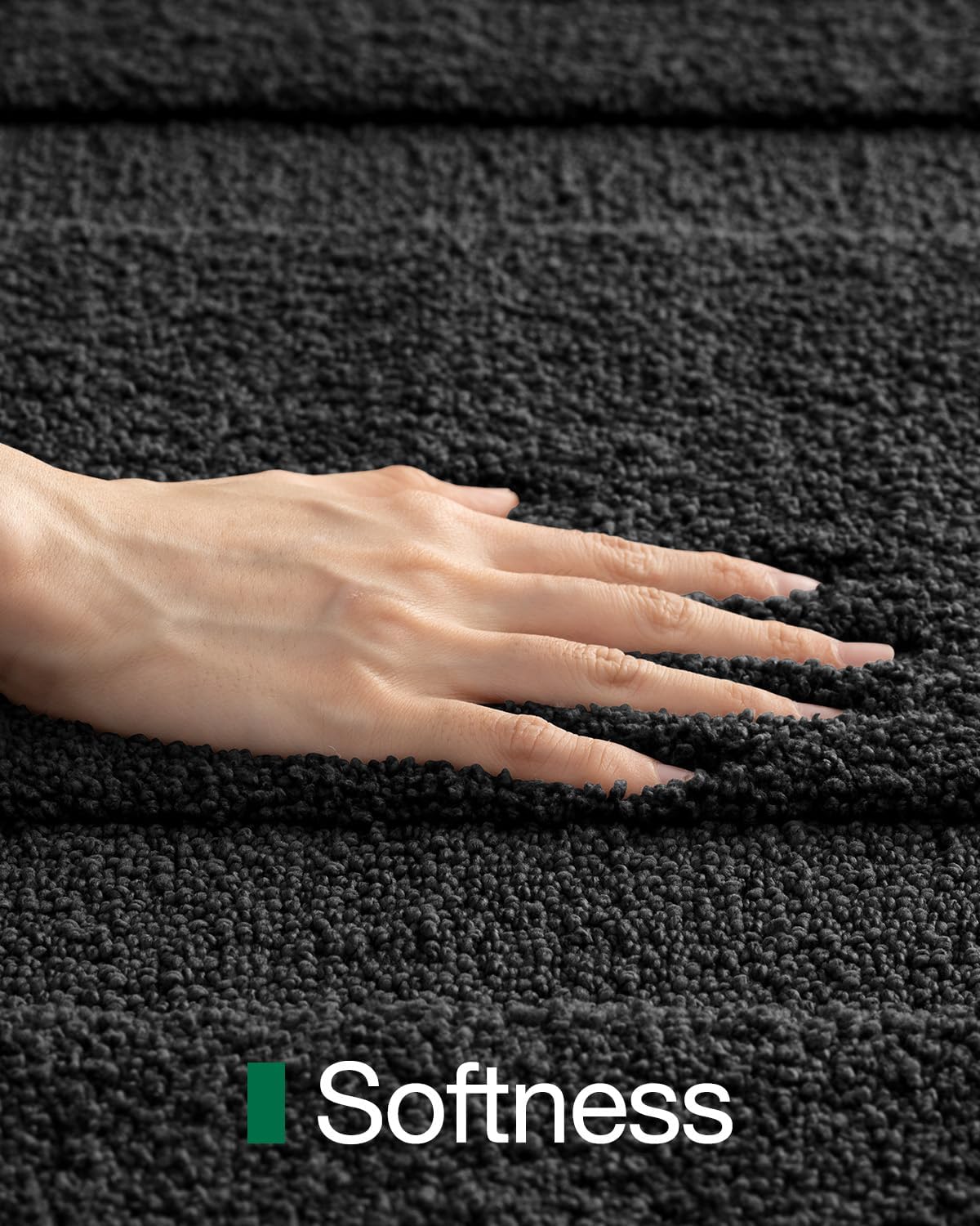 LUMI Ultra Soft Bathroom Rug, Non Slip Rubber Backing, Absorbent Washable Quick Dry, Premium Microfiber Plush, Black, for Bathtub/Shower Floor