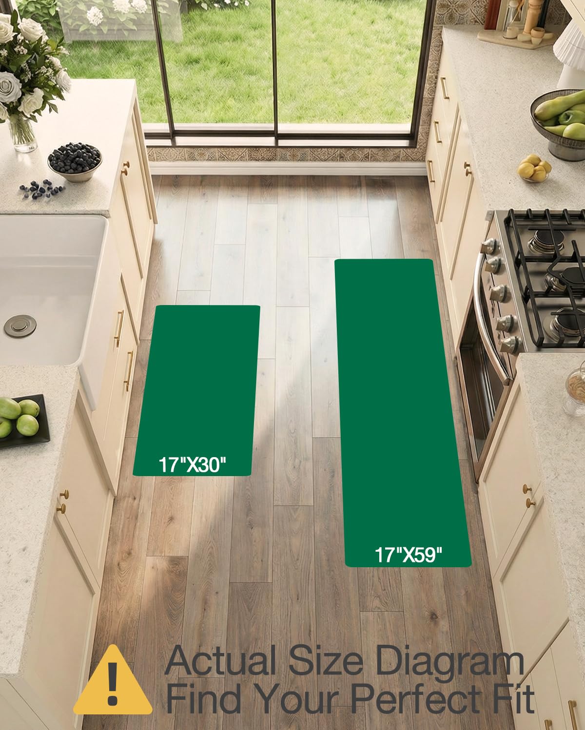 Kitchen Anti Fatigue Mat,  Cushioned Memory Foam Padded, Floor Runner for Home