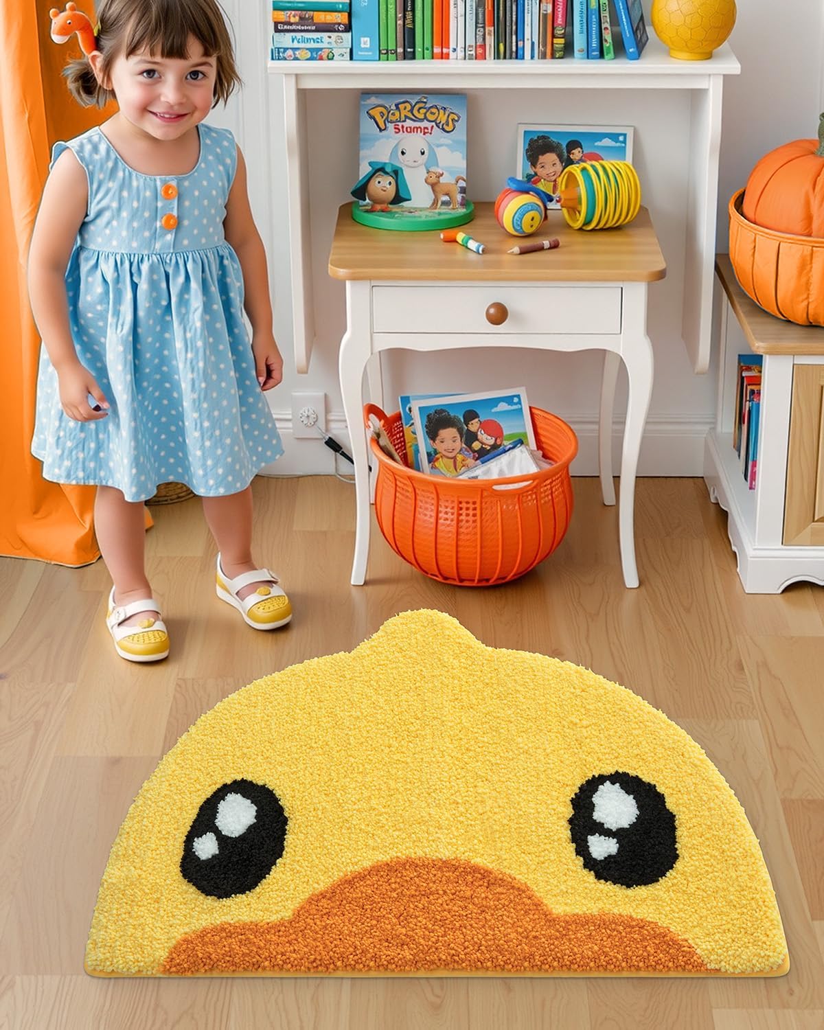 LUMI Cute Rubber Duck Bath Mat, Plush Absorbent Bath Mats for Bathroom, Non-Slip Backing Washable Bath Rugs, Ideal for Kids Shower Sink Bathtub Bedroom, 18"x28", Duck Decor