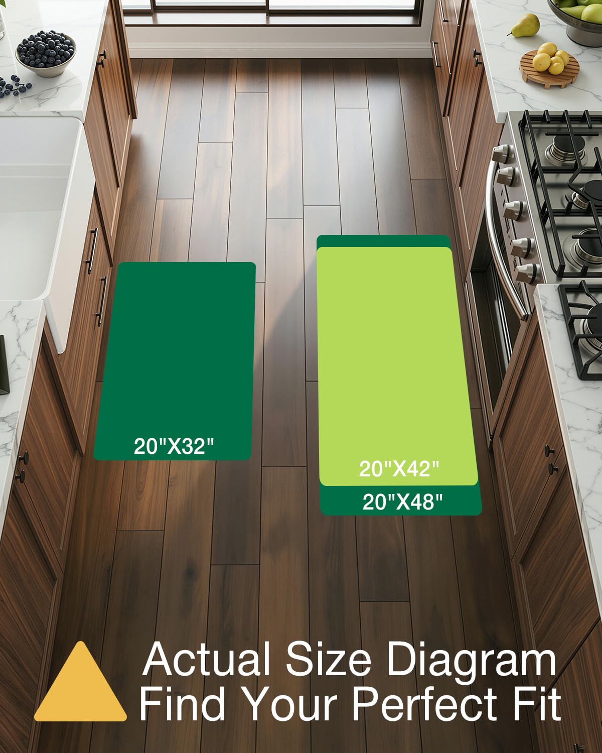 LUMI Kitchen Mat, Ultra-Soft Non-Slip Rugs for Standing Comfort in Desk Office, Sink, Laundry Areas, 20"x32" Waterproof Stain Resistant Floor Pad