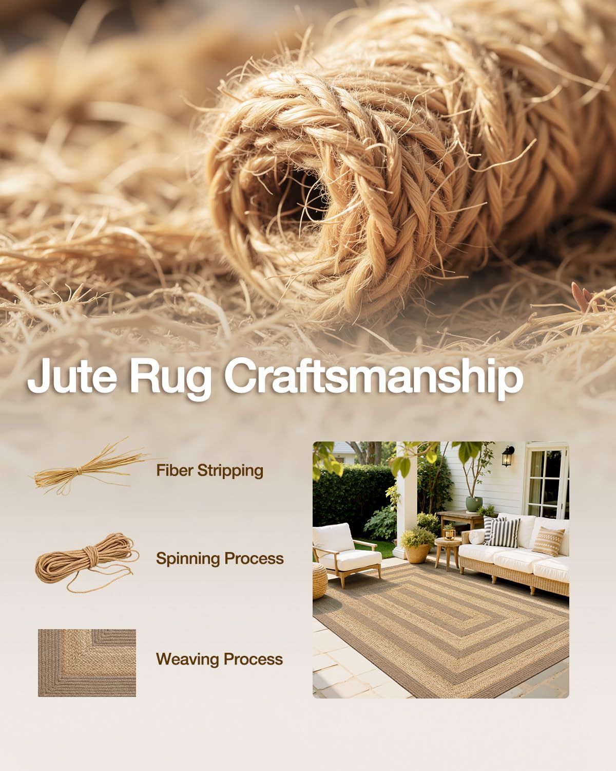 Jute Runner Rug, Natural Braided Woven Rugs, Jute Scape Series