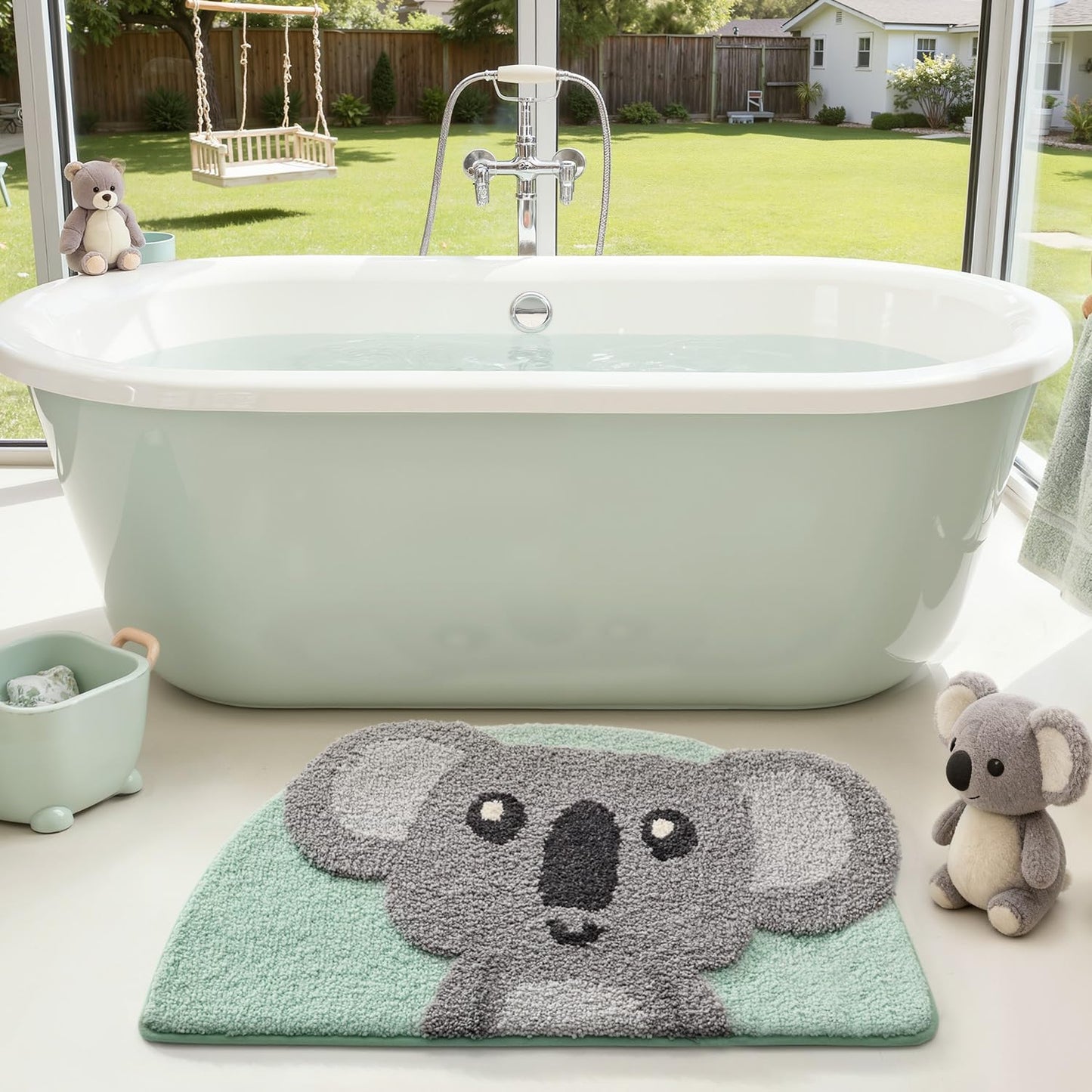 LUMI Cute Lion Shaped Bathroom Rugs, Ultra Soft Absorbent Microfiber Bath Mat, Non-Slip Backing Shower Rug, Machine Washable,for Kids Bathroom Bedroom Nursery Decor, 26"x40",Khaki
