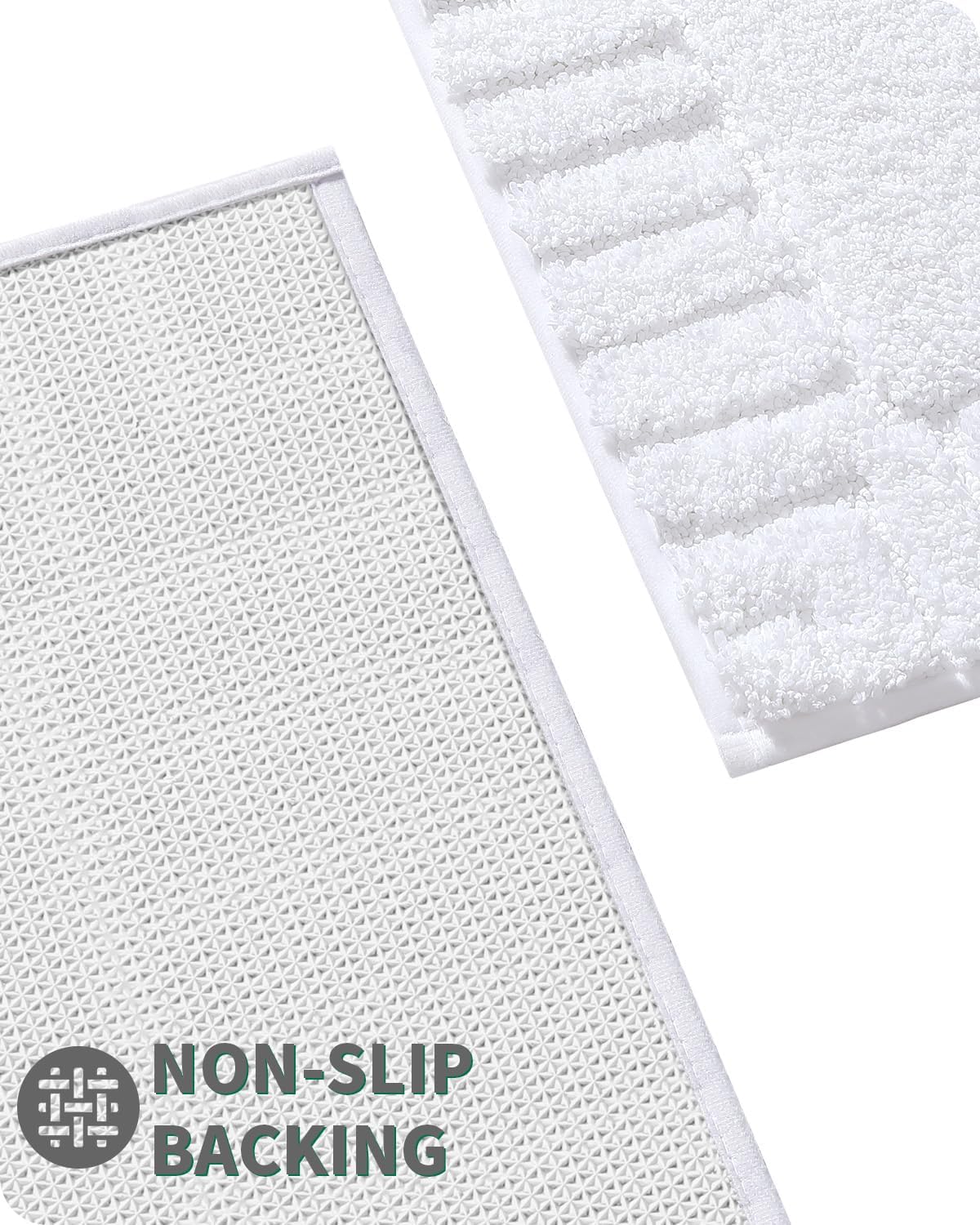 LUMI Bathroom Rug, Non Slip Rubber Backing, Extra Soft Plush Microfiber, Absorbent, Machine Washable Quick Dry, White, for Tub/Shower/Hotel