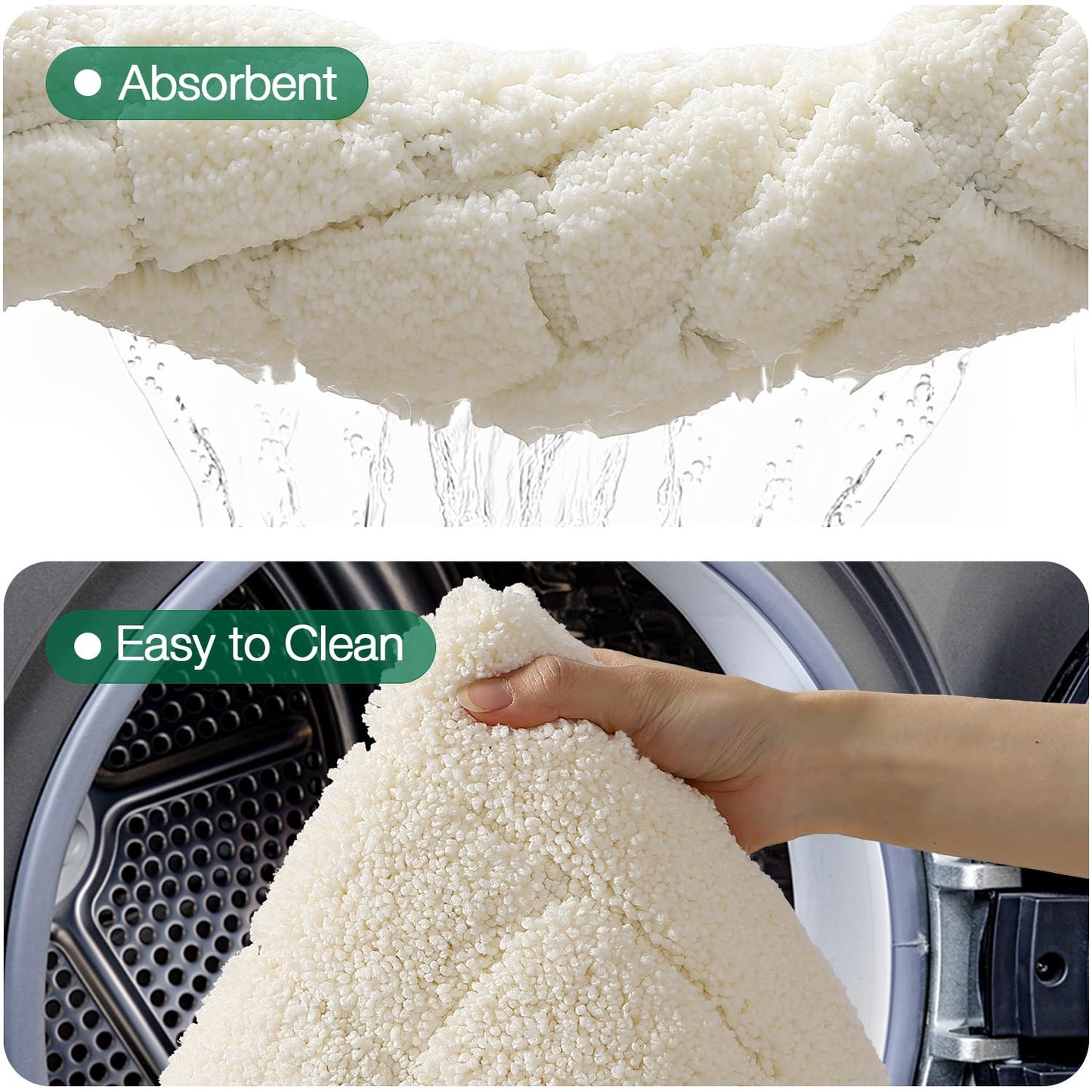 LUMI Modern Bathroom Rug, Serene Grid Series.