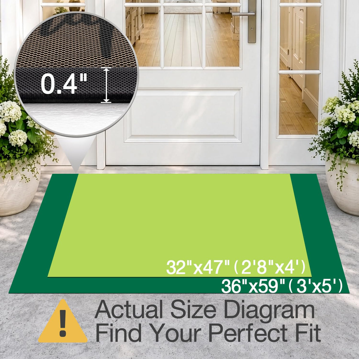 LUMI Outside Welcome Door Mat 32x47, Non-Slip Durable Rubber Easy Clean