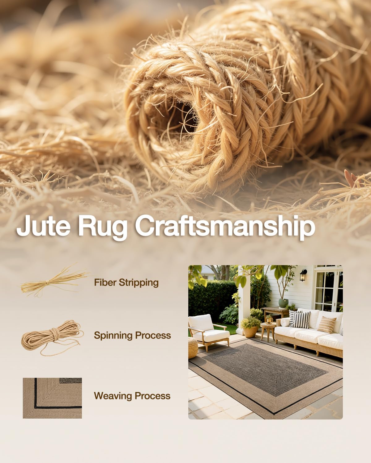 Jute Runner Rug, Natural Braided Woven Rugs, Jute Scape Series