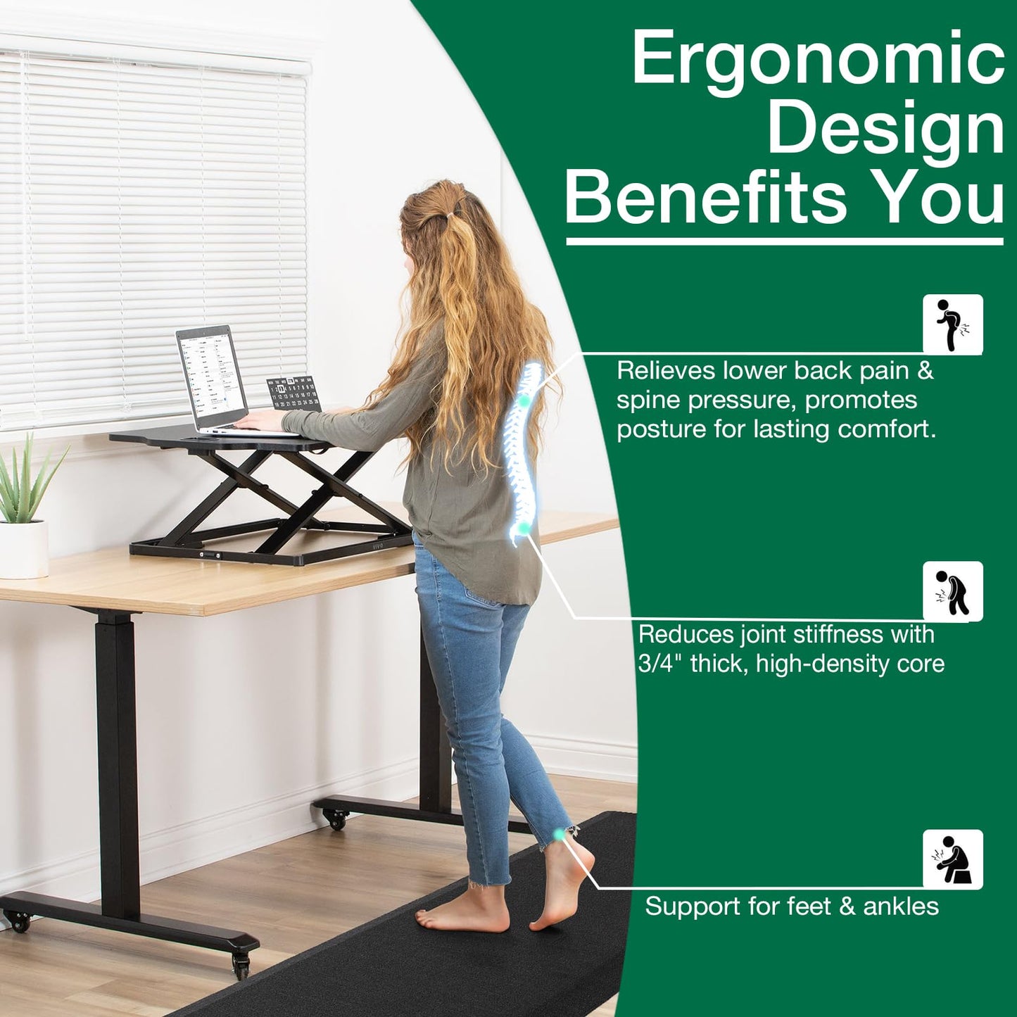 Anti Fatigue Cushioned Comfort Mats, Thick Ergonomic, Memory Foam Series