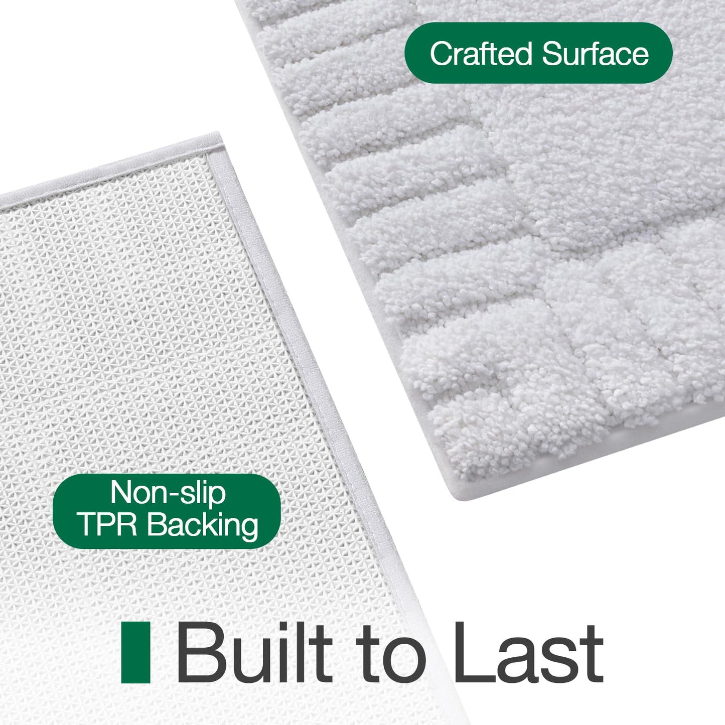 LUMI Bathroom Rugs Non Slip with Rubber Backing, Extra Soft Plush Microfiber Bath Rug Absorbent, Machine Washable Bath Mat Quick Dry for Tub, Shower, Ivory White, 16"x24"