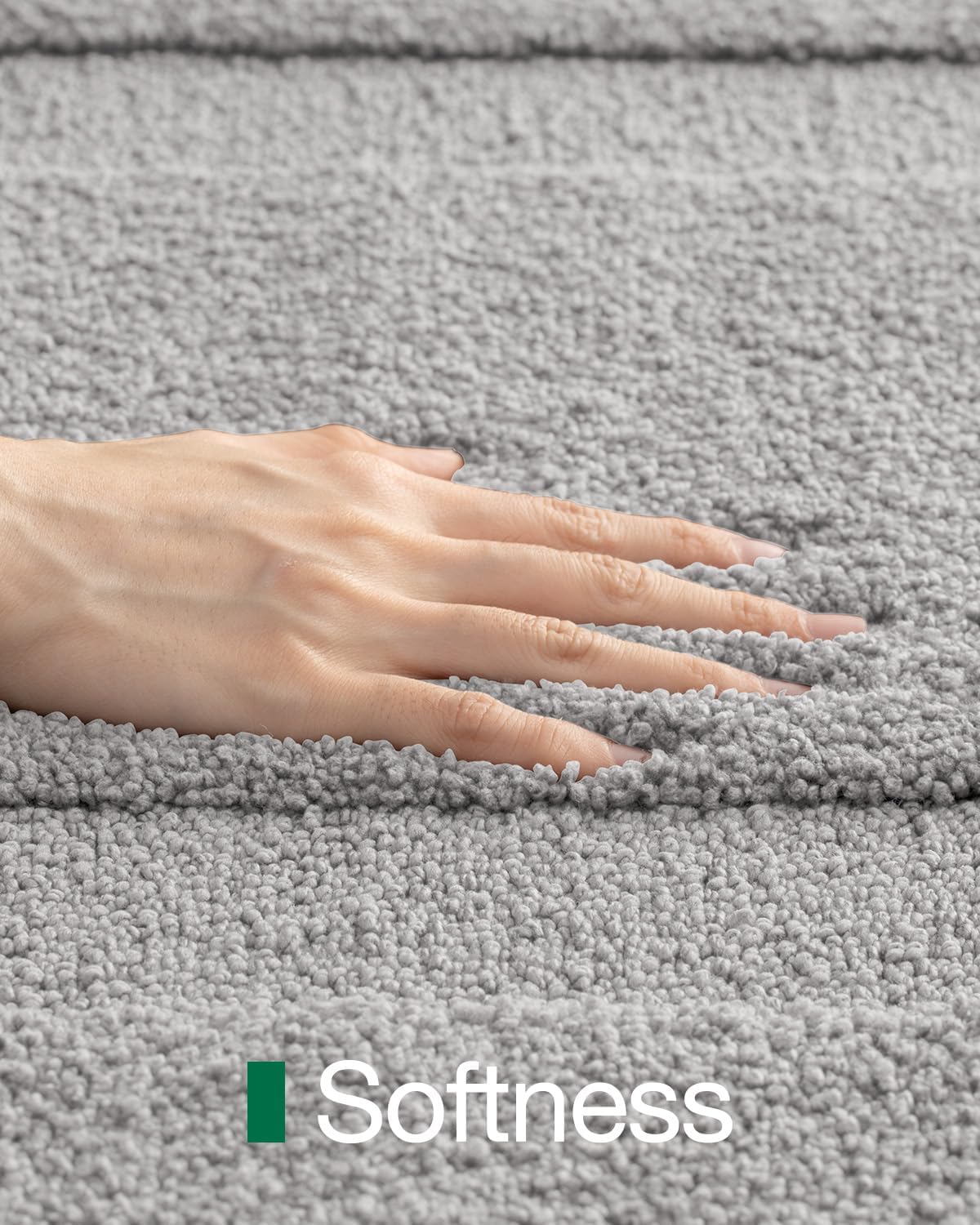 LUMI Ultra Soft Bathroom Rug, Non Slip Rubber Backing, Absorbent Washable Quick Dry, Premium Microfiber Plush, Light Grey, for Bathtub/Shower Floor