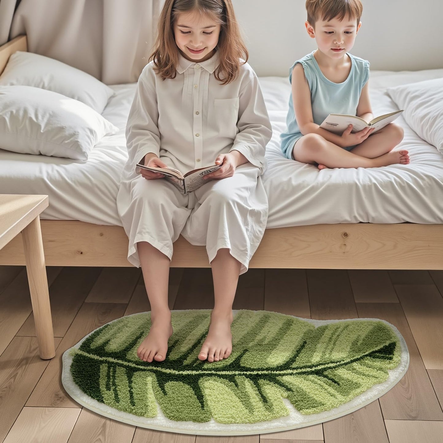 Cartoon Bath Mat Ample Palm Leaf