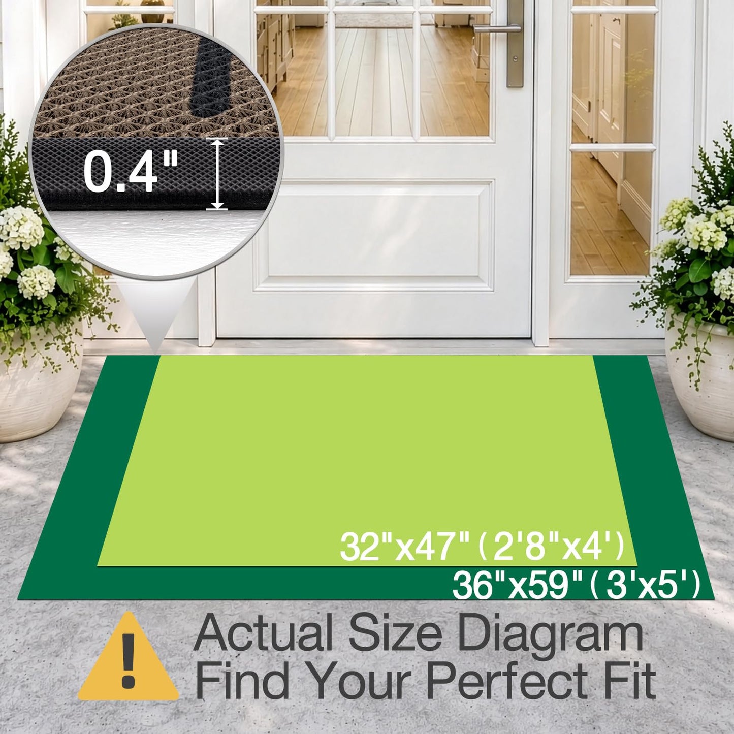 LUMI Outside Welcome Door Mat 32x47, Non-Slip Durable Rubber Easy Clean