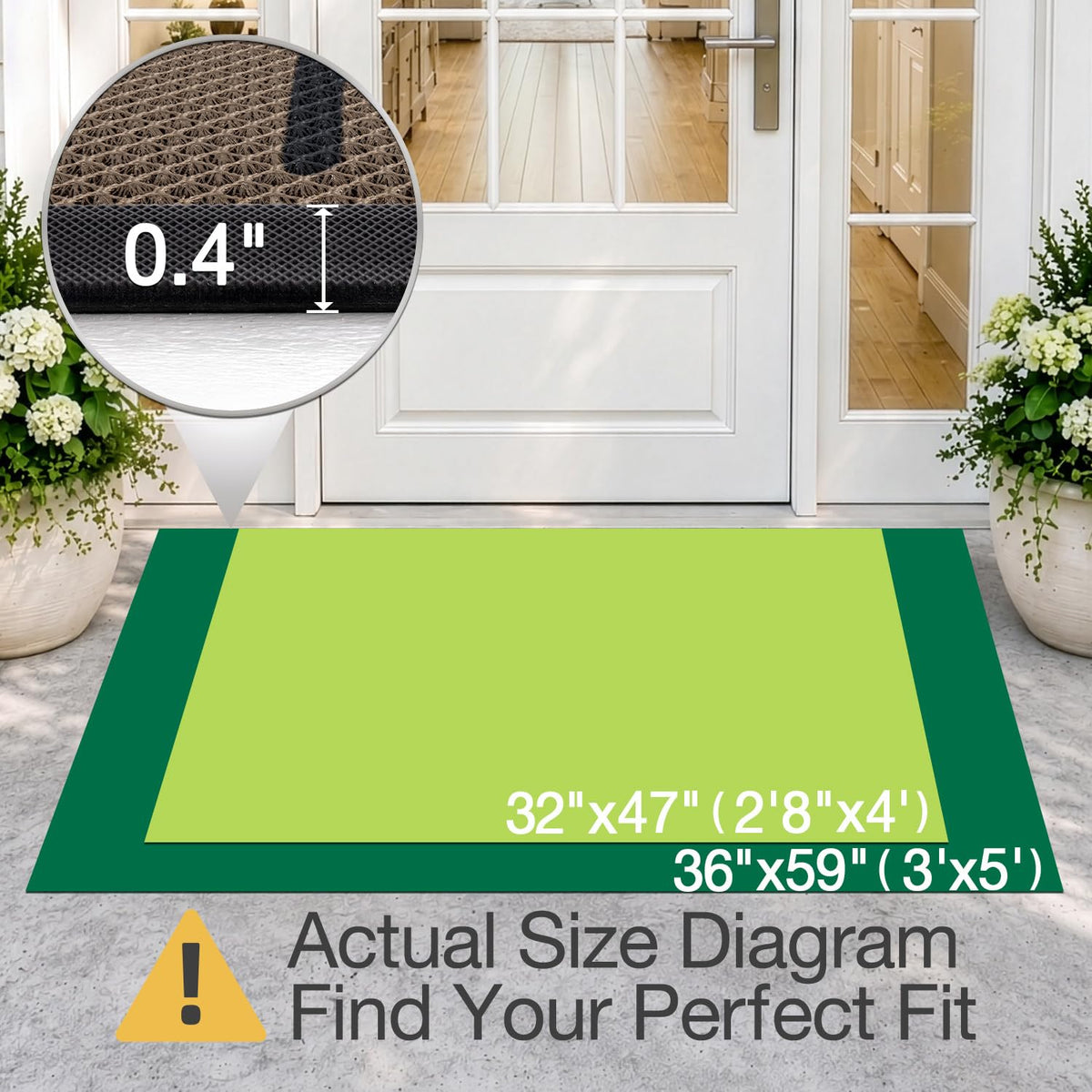 LUMI Outside Welcome Door Mat 32x47, Non-Slip Durable Rubber Easy Clean